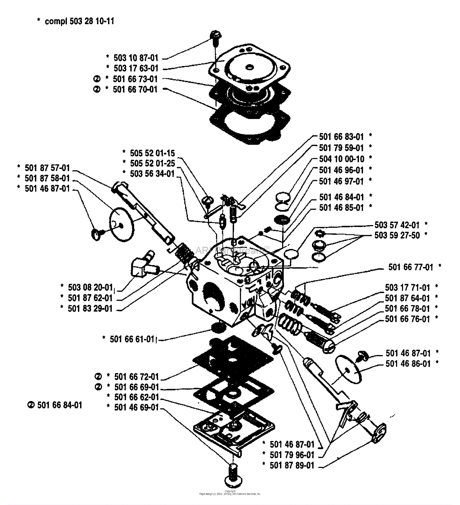 Husqvarna 254 (1992-10) Parts Diagram for Carburetor Parts