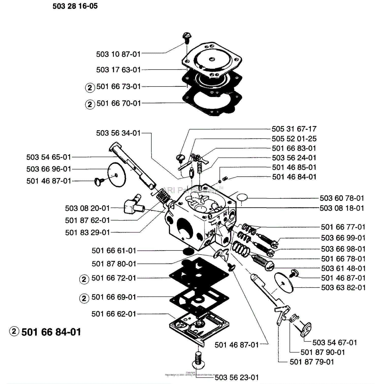 Husqvarna 257 (1996-01) Parts Diagram for Carburetor Parts