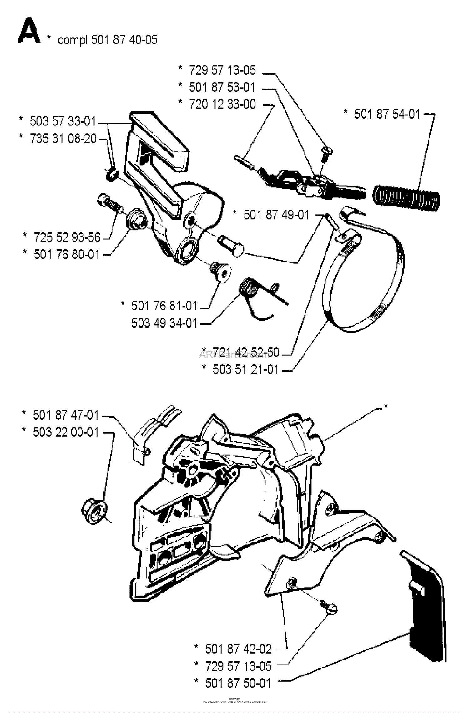 Husqvarna 262 (1990-03) Parts Diagram for Chain Brake Assembly