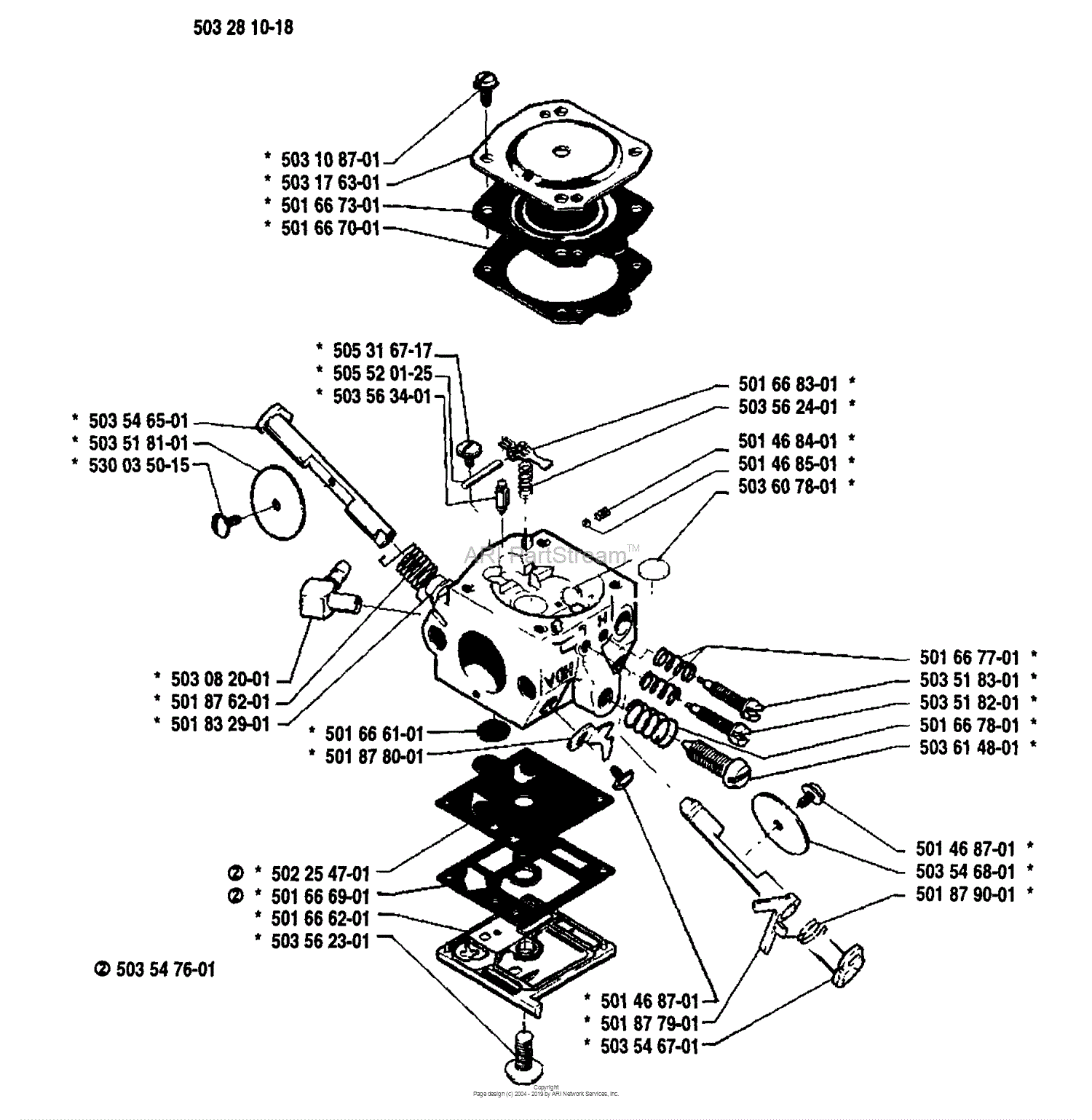 Husqvarna 262 (199103) Parts Diagram for Carburetor Parts