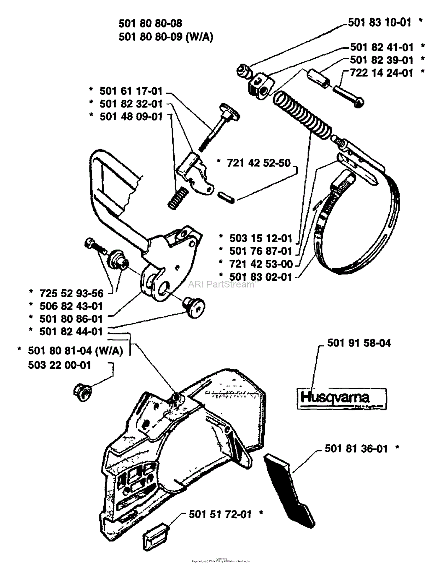 Husqvarna 281 (1988-08) Parts Diagram for Chain Brake Assembly