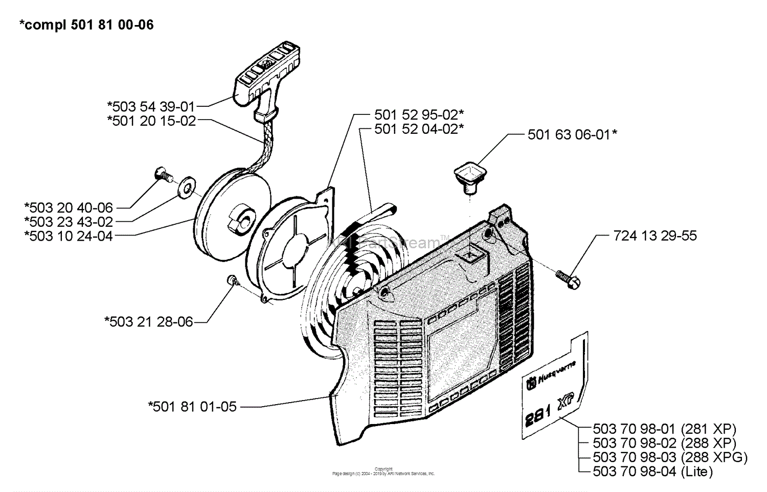 Husqvarna 288 (1997-12) Parts Diagram for Starter Assembly