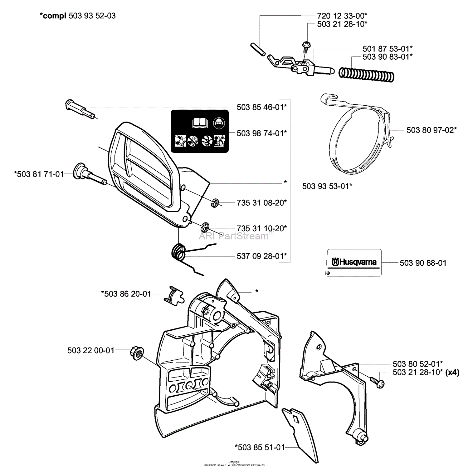 Husqvarna 338 XPT (2003-11) Parts Diagram for Chain Brake