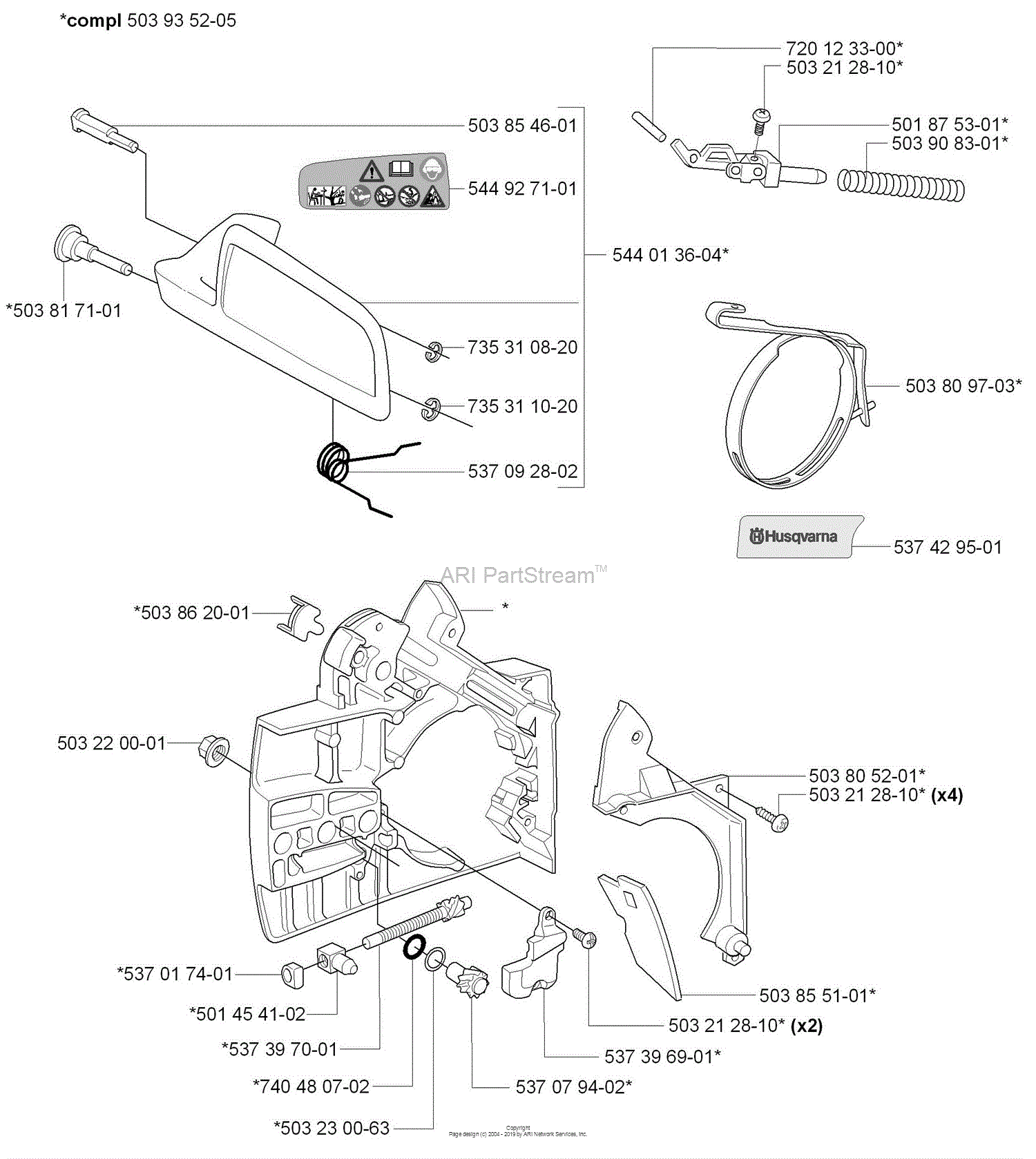 Husqvarna 338 XPT California (2006-09) Parts Diagram for Chain Brake