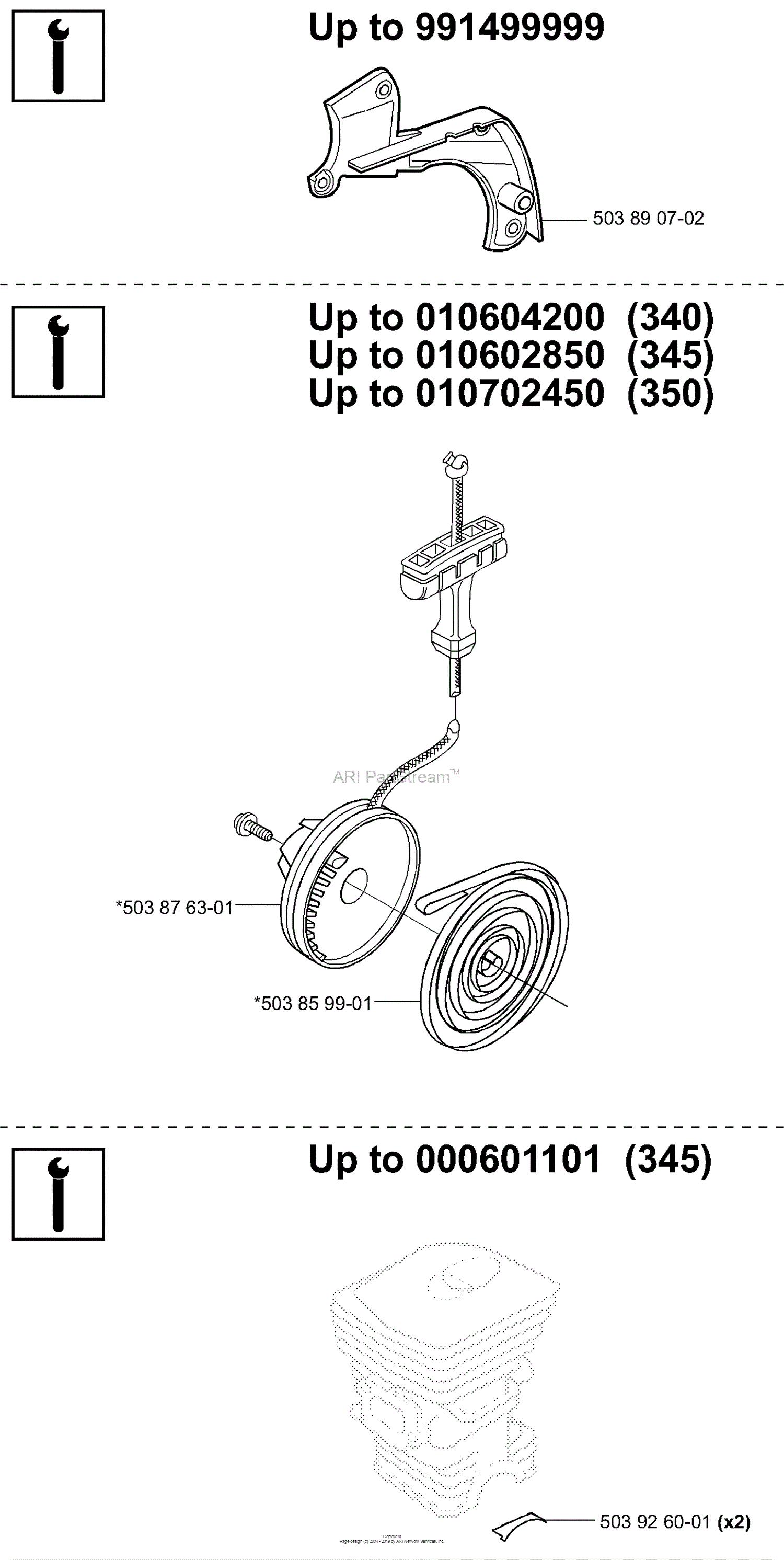 Husqvarna 340 (2001-09) Parts Diagram For Service Variations