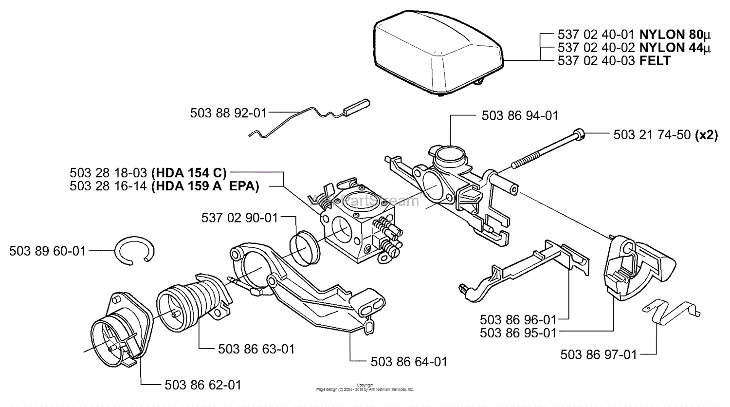 Husqvarna 345 (2001-09) Parts Diagram for Air Filter / Carburetor