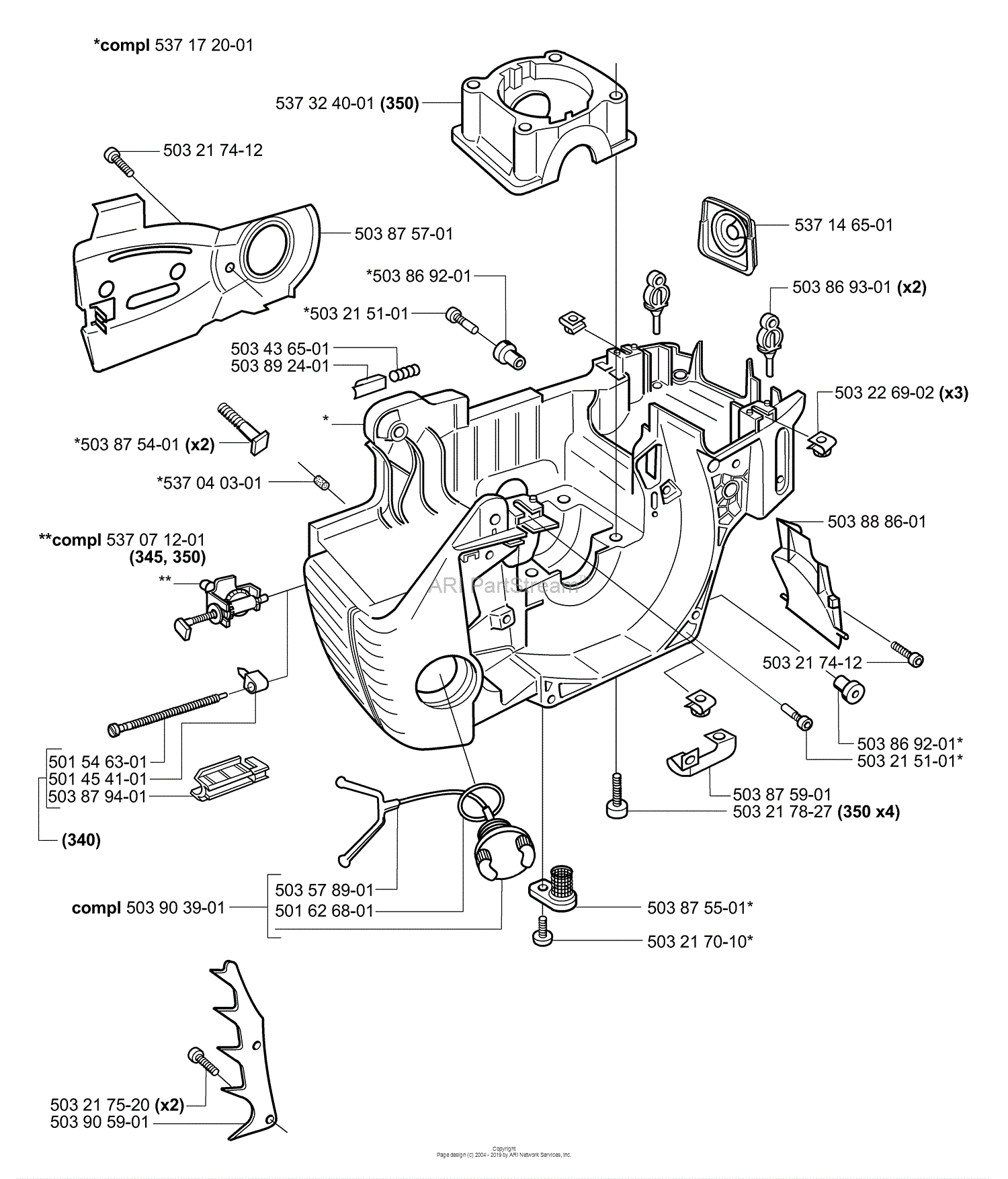 Husqvarna 350 (2004-03) Parts Diagram for Crankcase