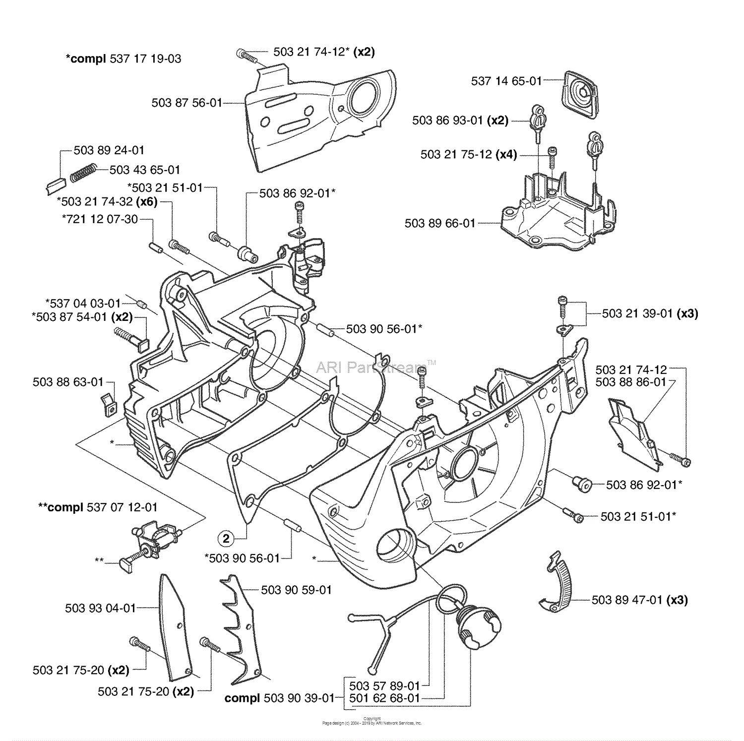 Husqvarna 353 EPA I (2002-09) Parts Diagram for Crankcase