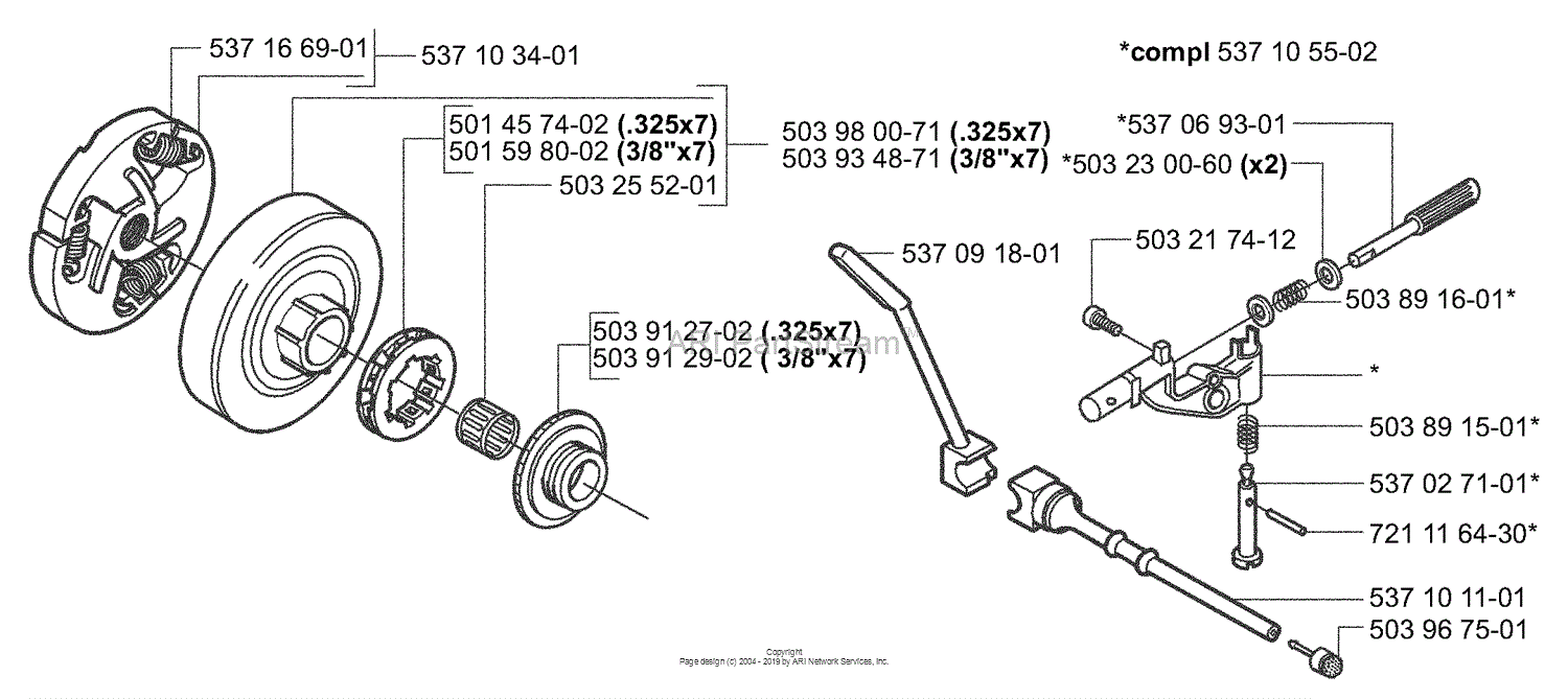 Husqvarna 357 XP EPA (2004-05) Parts Diagram for Clutch / Drum & Oil Pump