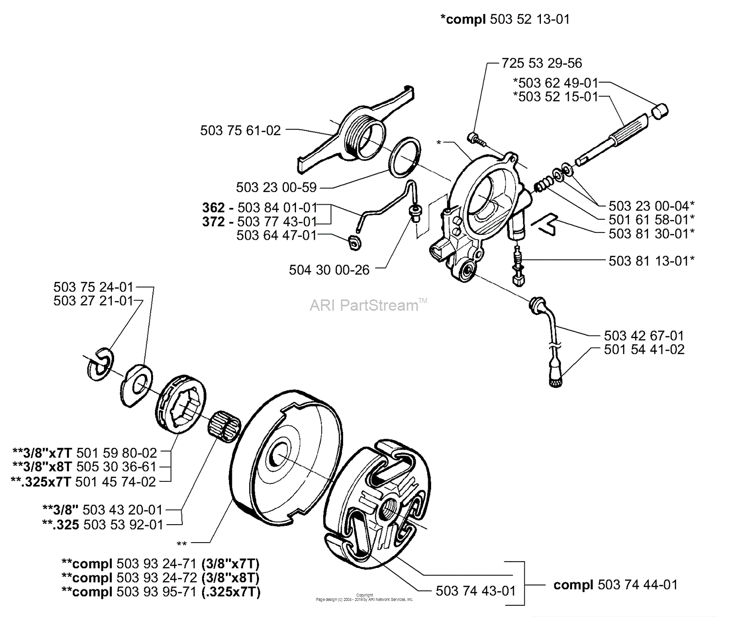 Husqvarna 362 Special EPA (1999-11) Parts Diagram for Oil Pump / Clutch