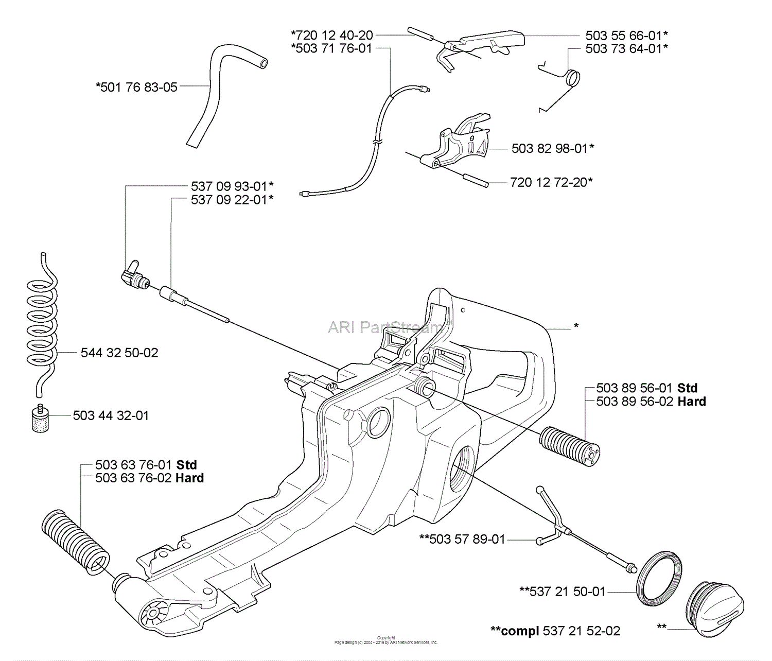 Husqvarna 365 Special EPA (2007-03) Parts Diagram for Fuel Tank/Rear Handle