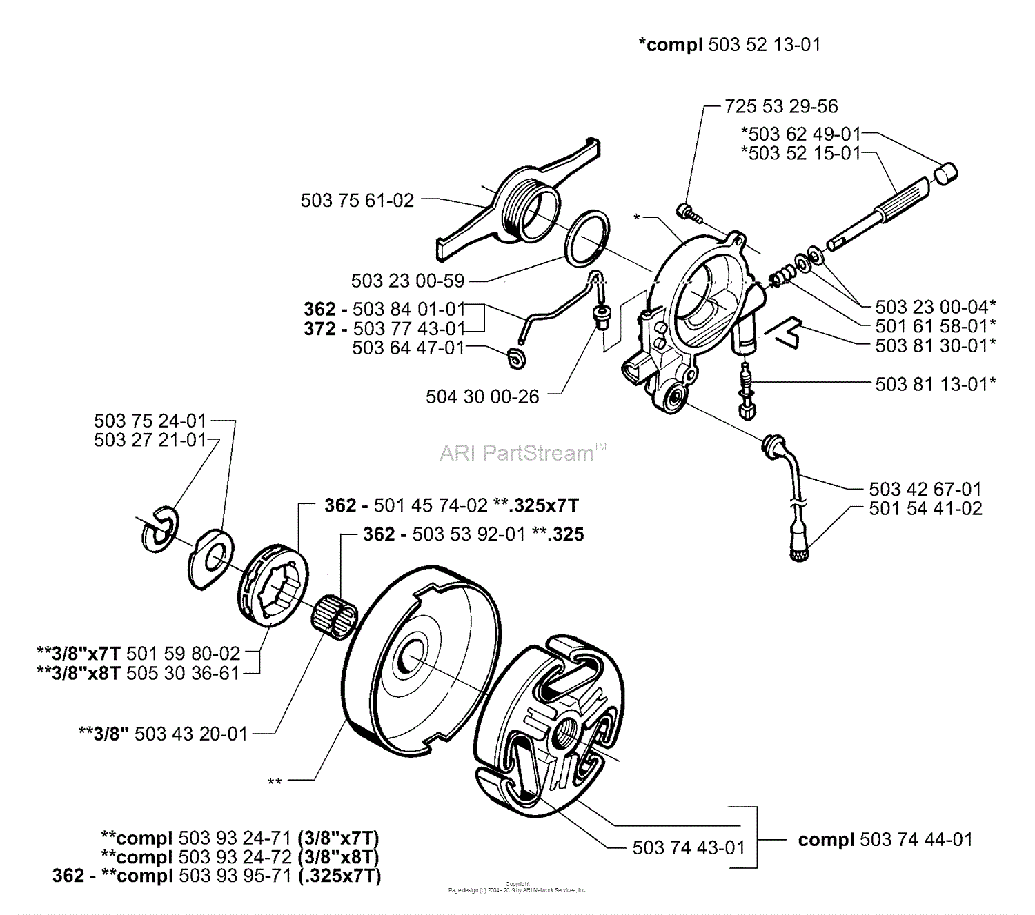 Husqvarna 372 EPA (2001-10) Parts Diagram for Clutch/Drum