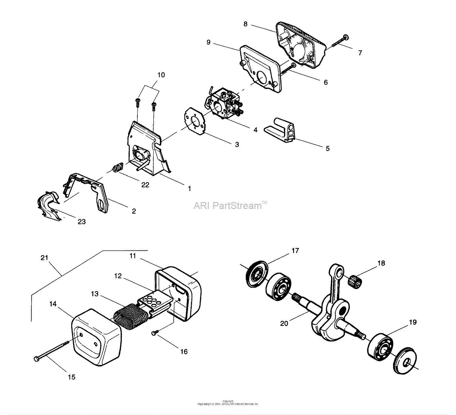 Husqvarna 41 (1997-07) Parts Diagram for Air Filter/Carburetor, Muffler