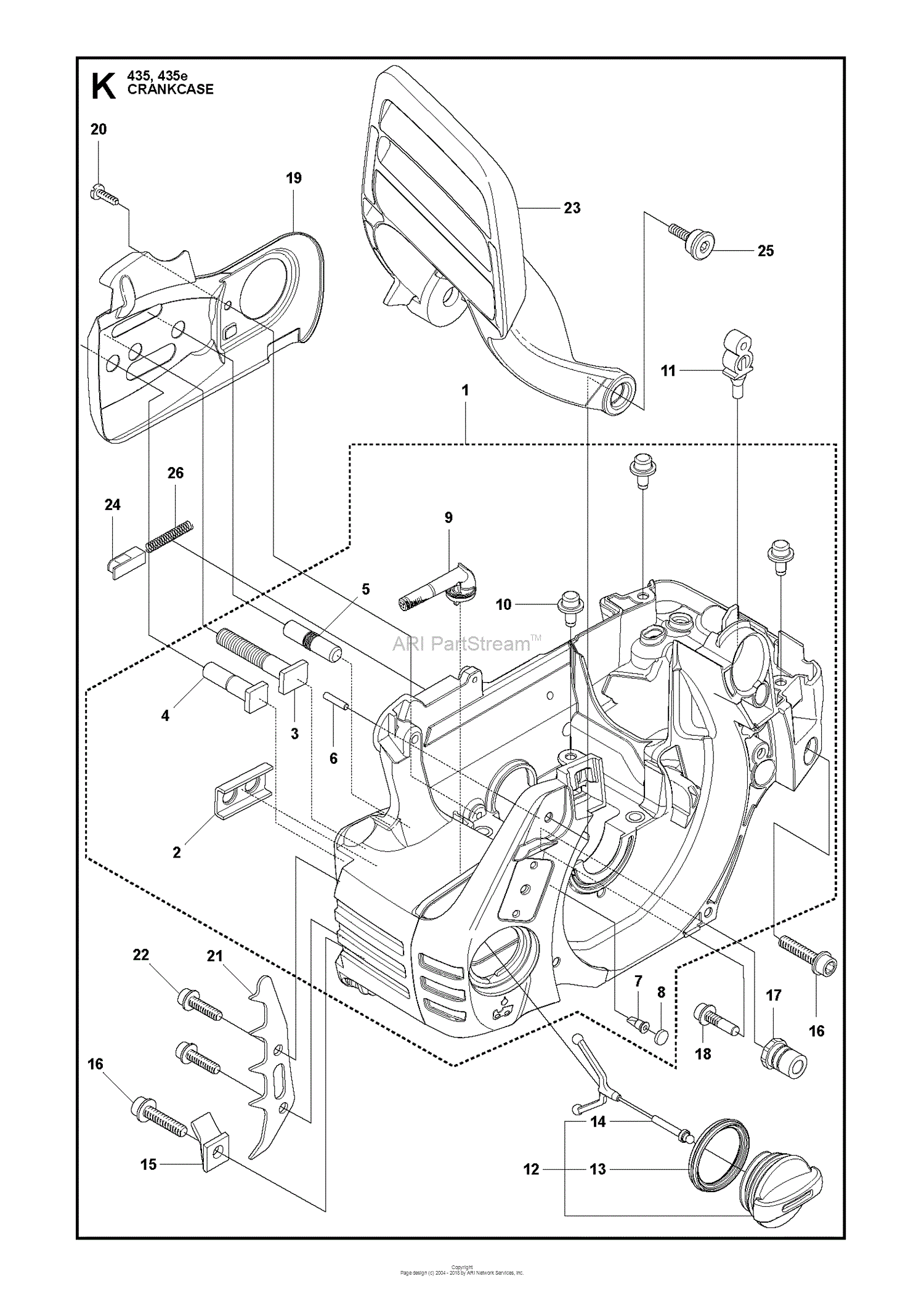 Husqvarna 435 435E (201105) Parts Diagram for CRANKCASE