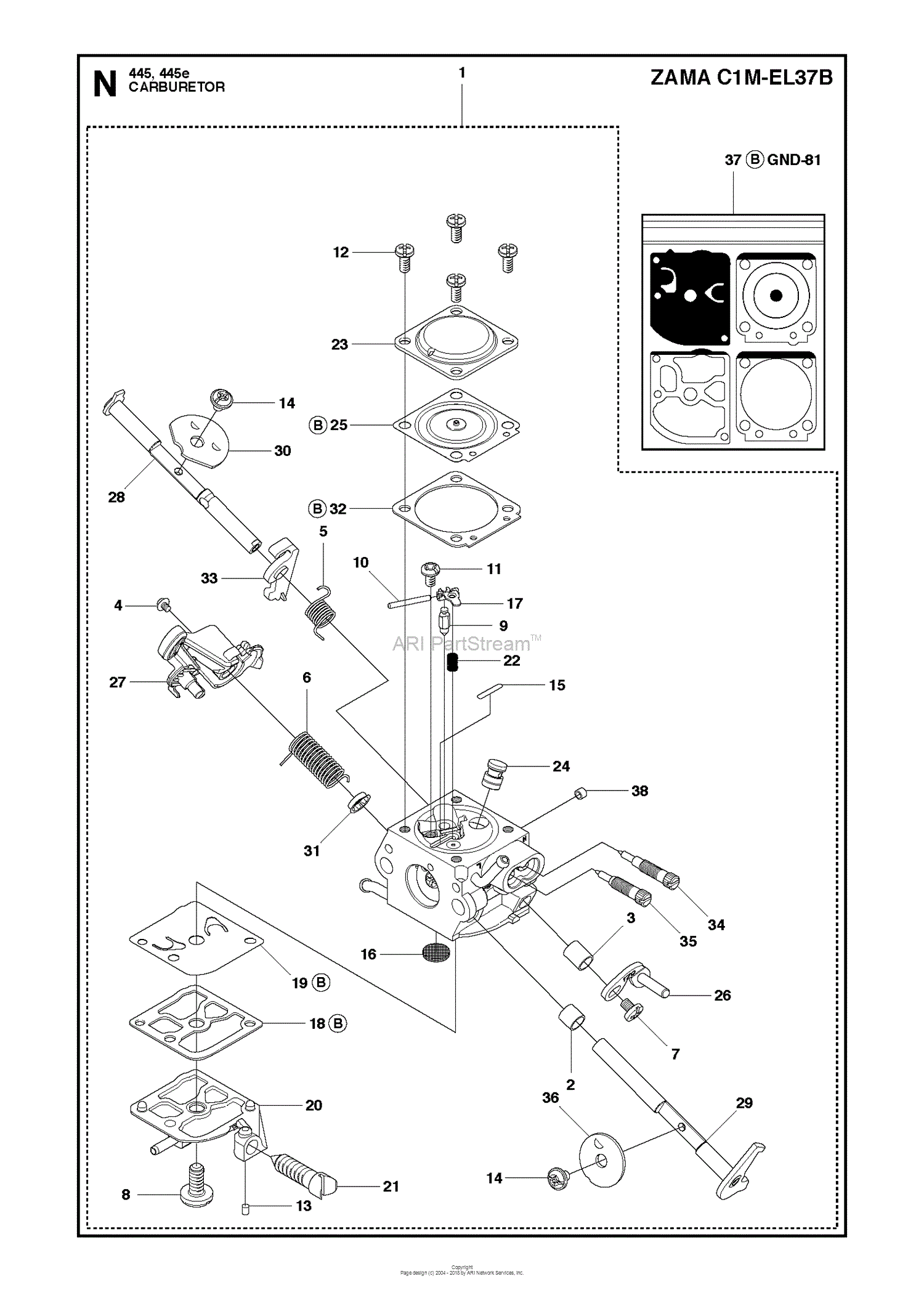 Husqvarna 445 (2011-07) Parts Diagram for CARBURETOR