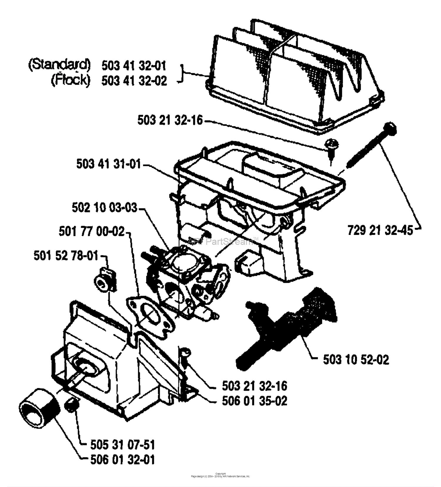 Husqvarna 45 (1988-05) Parts Diagram for Air Filter/Carburetor