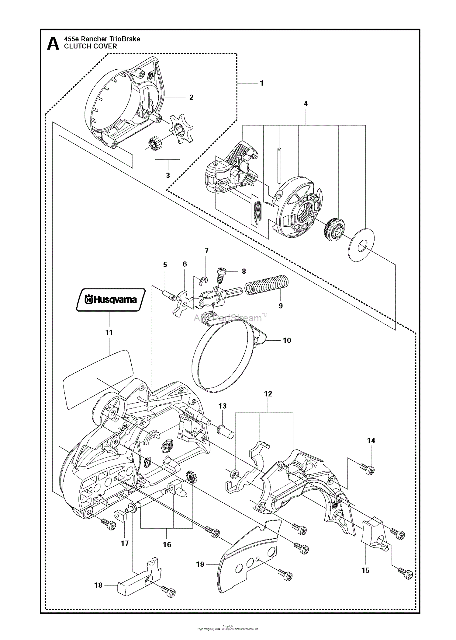 Husqvarna 455 E TRIOBRAKE (201301) Parts Diagram for CLUTCH COVER