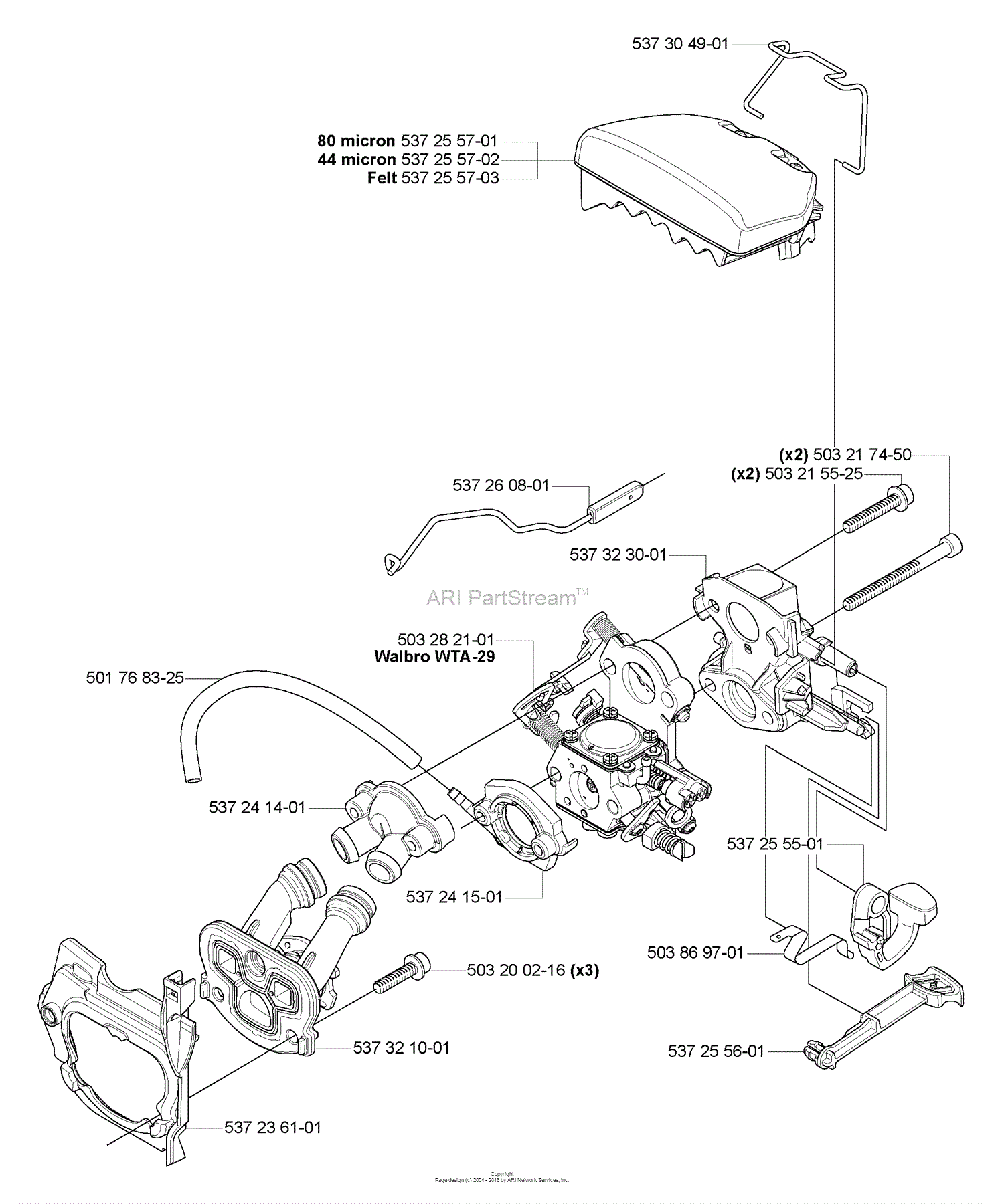 Husqvarna 455 Rancher (2005-01) Parts Diagram for Air Filter / Carburetor