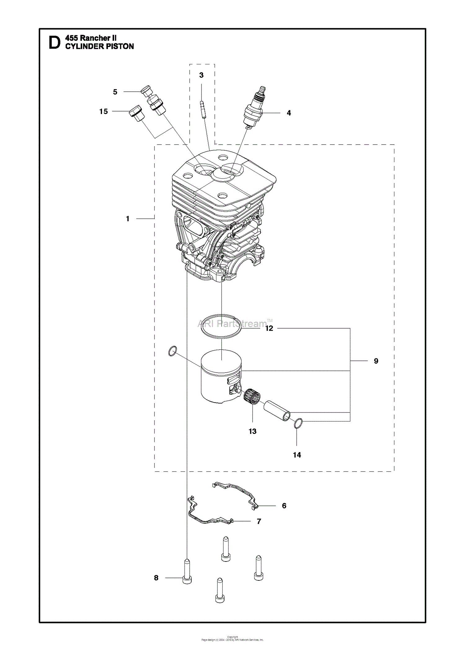 Husqvarna 455 Rancher Ii (2012-06) Parts Diagram For Cylinder Piston