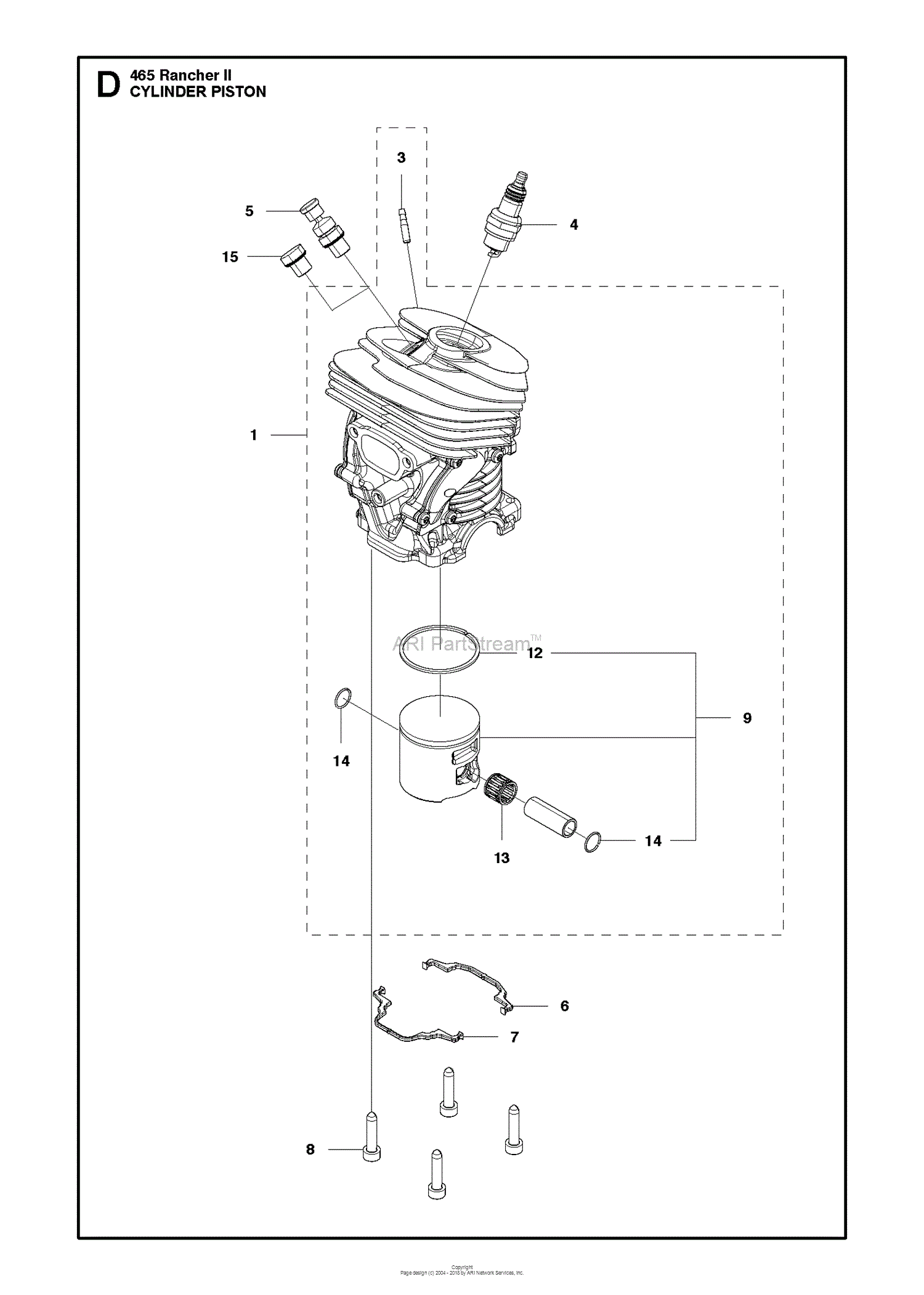 Husqvarna 465 RANCHER II Parts Diagram for CYLINDER PISTON
