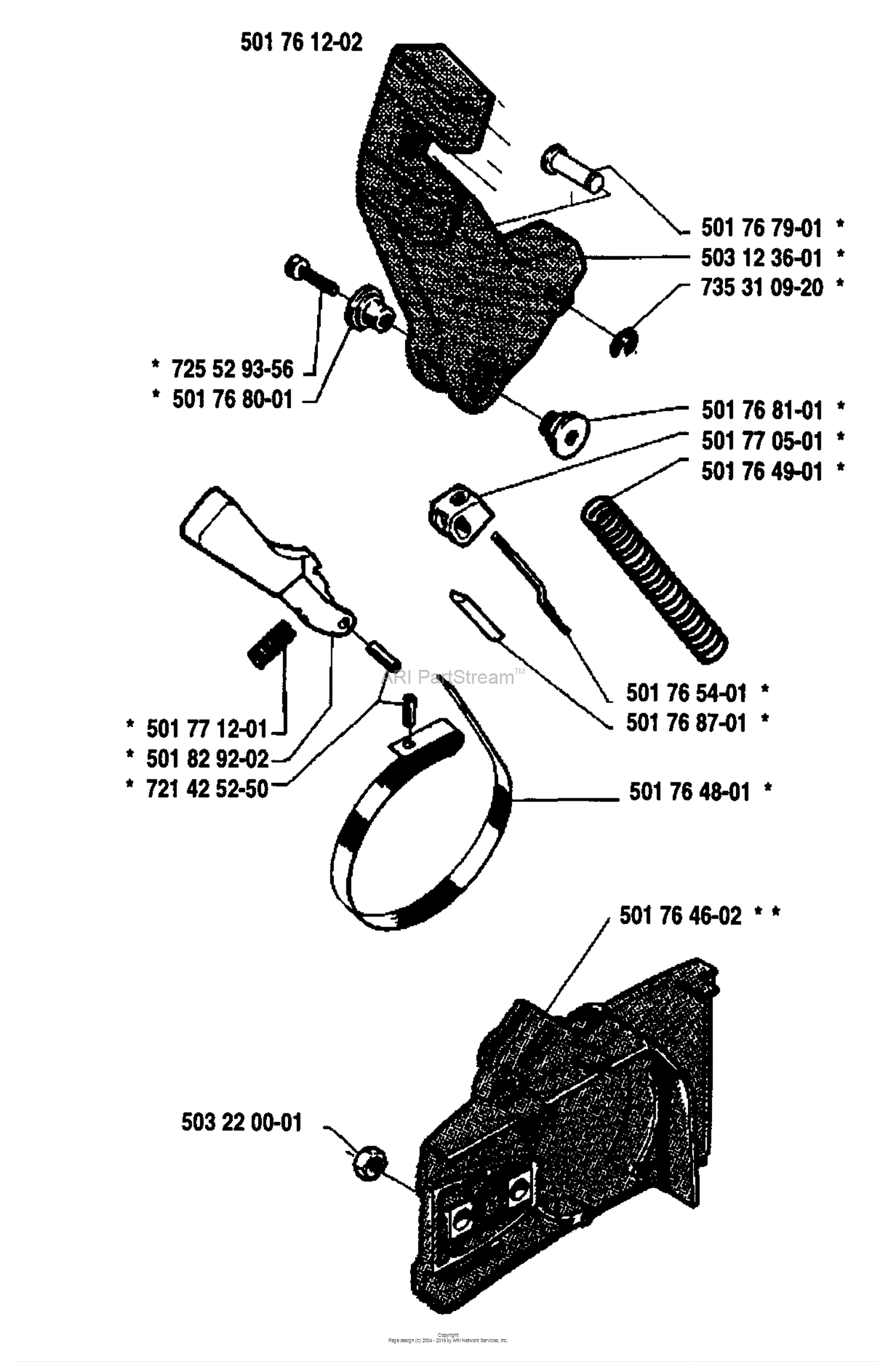 Husqvarna 50 1985 02 Parts Diagram For Chain Brake Assembly