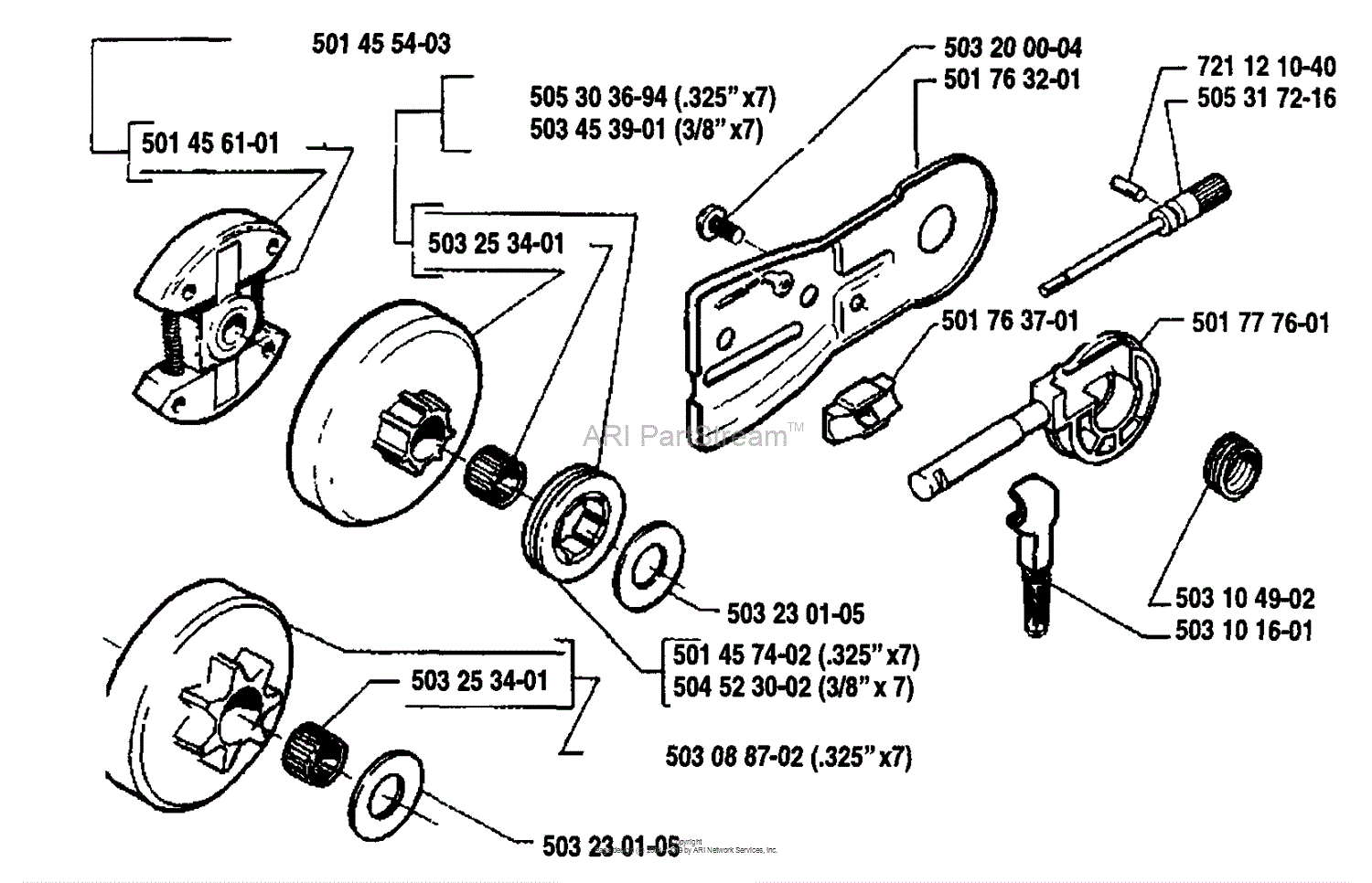 Husqvarna 51 (199001) Parts Diagram for Clutch Assembly