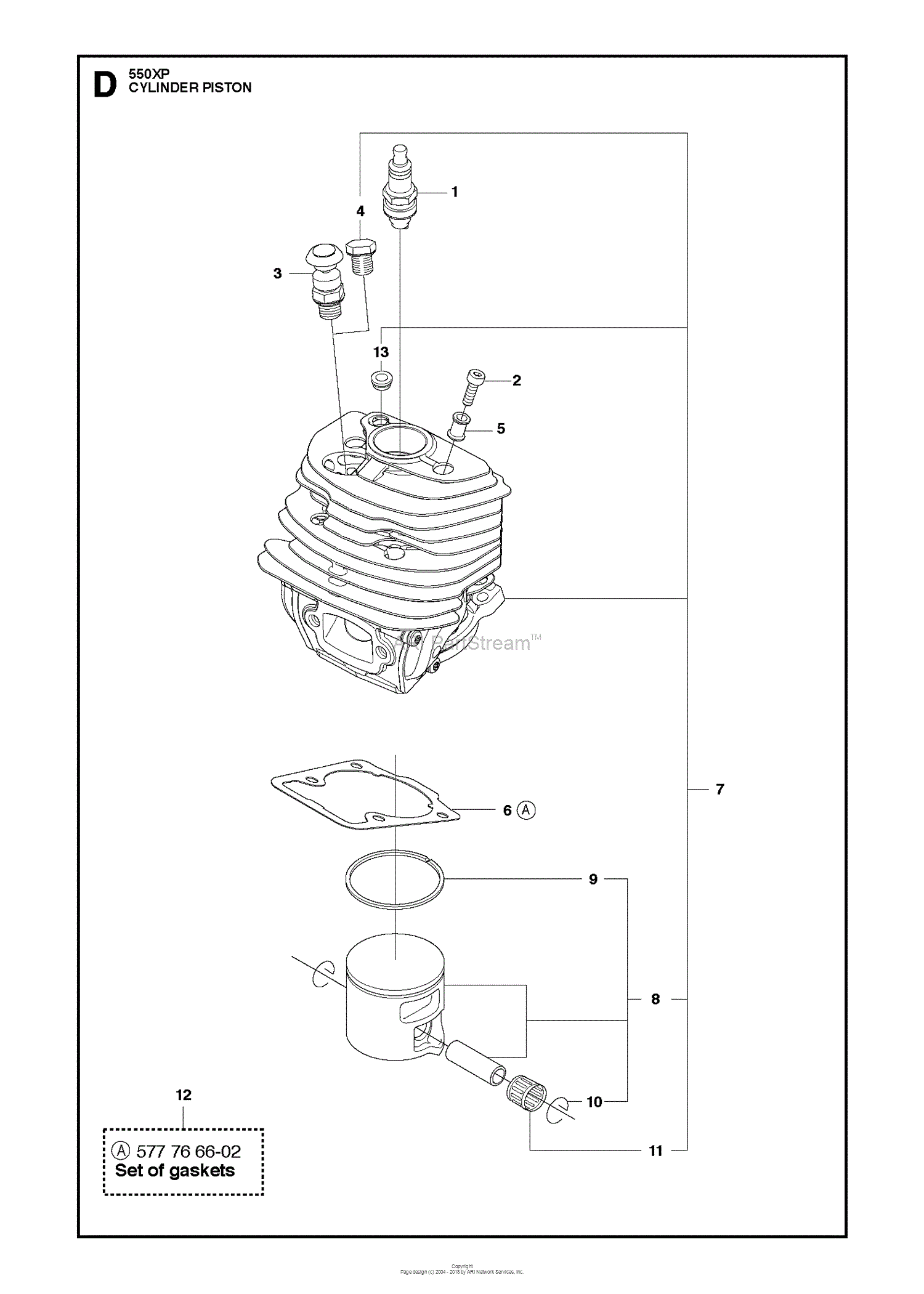 Husqvarna 550 XP (2013-01) Parts Diagram for CYLINDER PISTON 3 valve engine diagram 