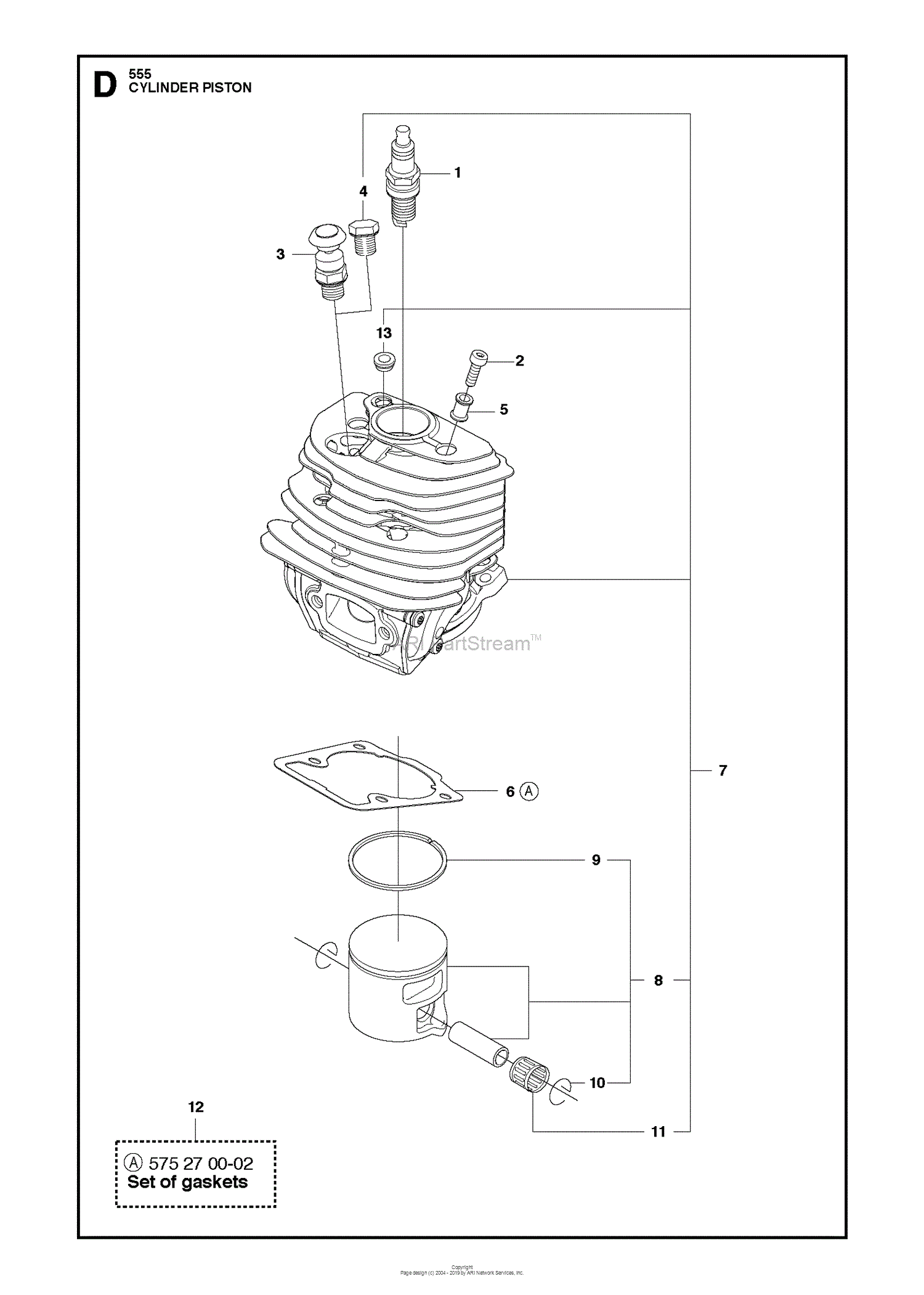 Husqvarna 555 (2013-01) Parts Diagram for CYLINDER PISTON kohler engine parts diagram 