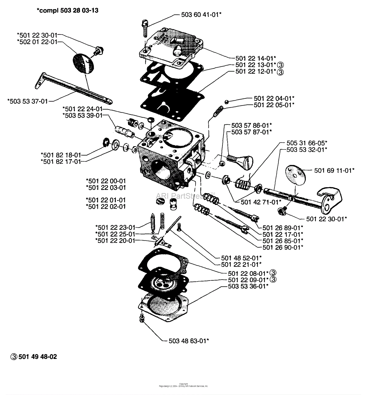 Husqvarna 61 (1997-01) Parts Diagram for Carburetor Parts