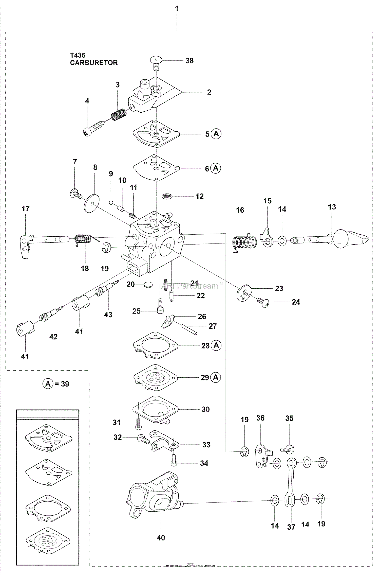 Husqvarna T 435 (2009-02) Parts Diagram For Carb. Parts