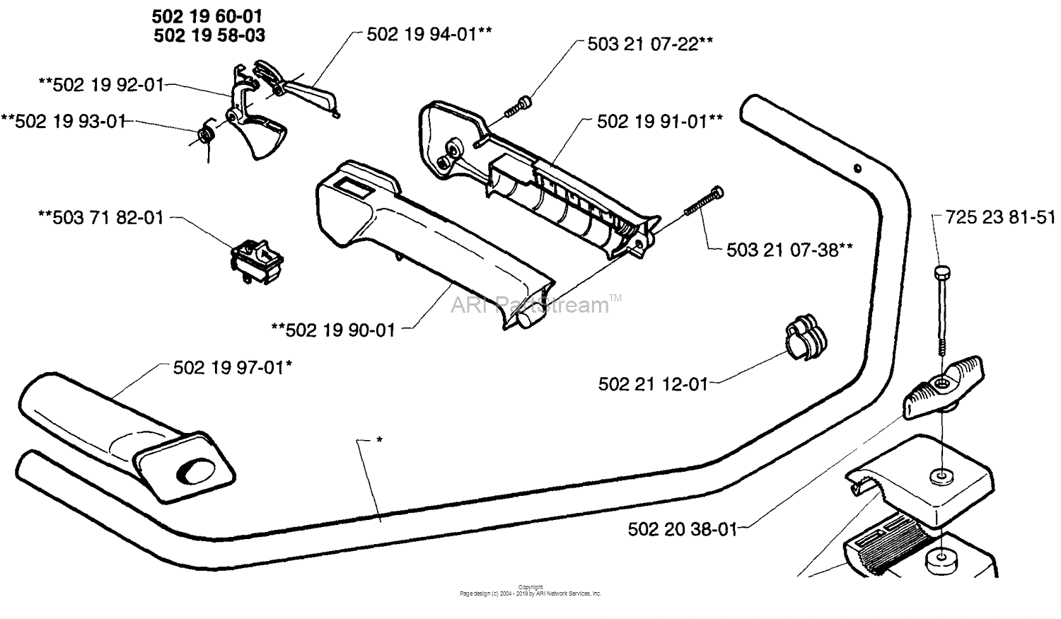 Husqvarna 232 R 1997 02 Parts Diagram For Handle Assembly 235r
