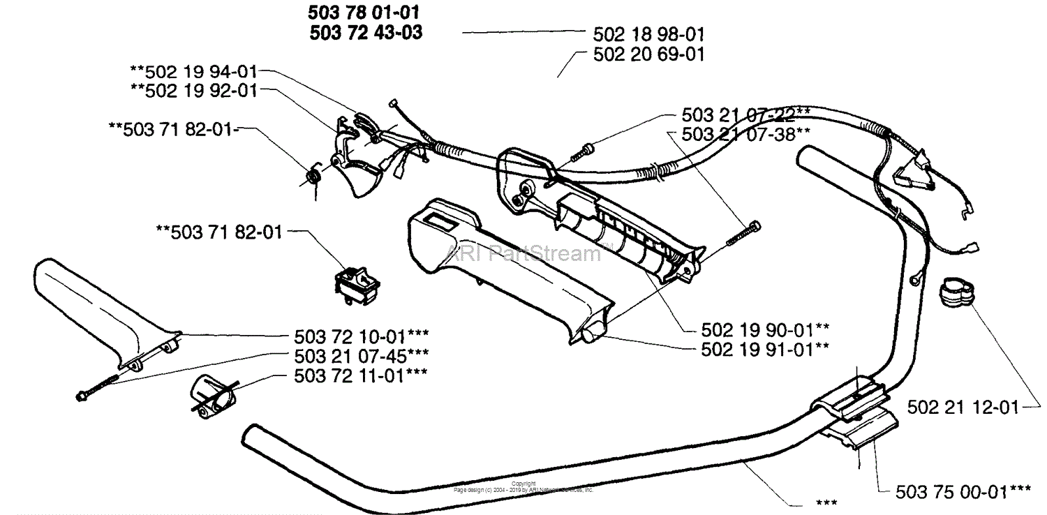 Husqvarna 232 RL (1997-02) Parts Diagram for Handle Assembly 232R