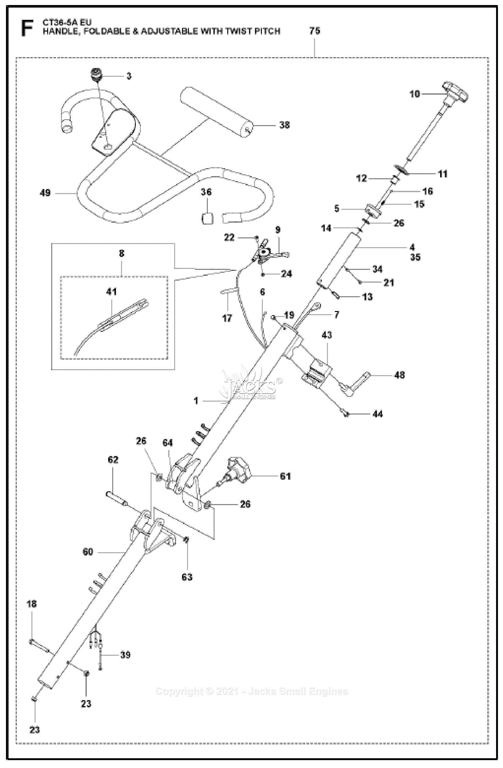 Husqvarna CT 36-5A EU Parts Diagram for Handle, Foldable & Adjustable ...