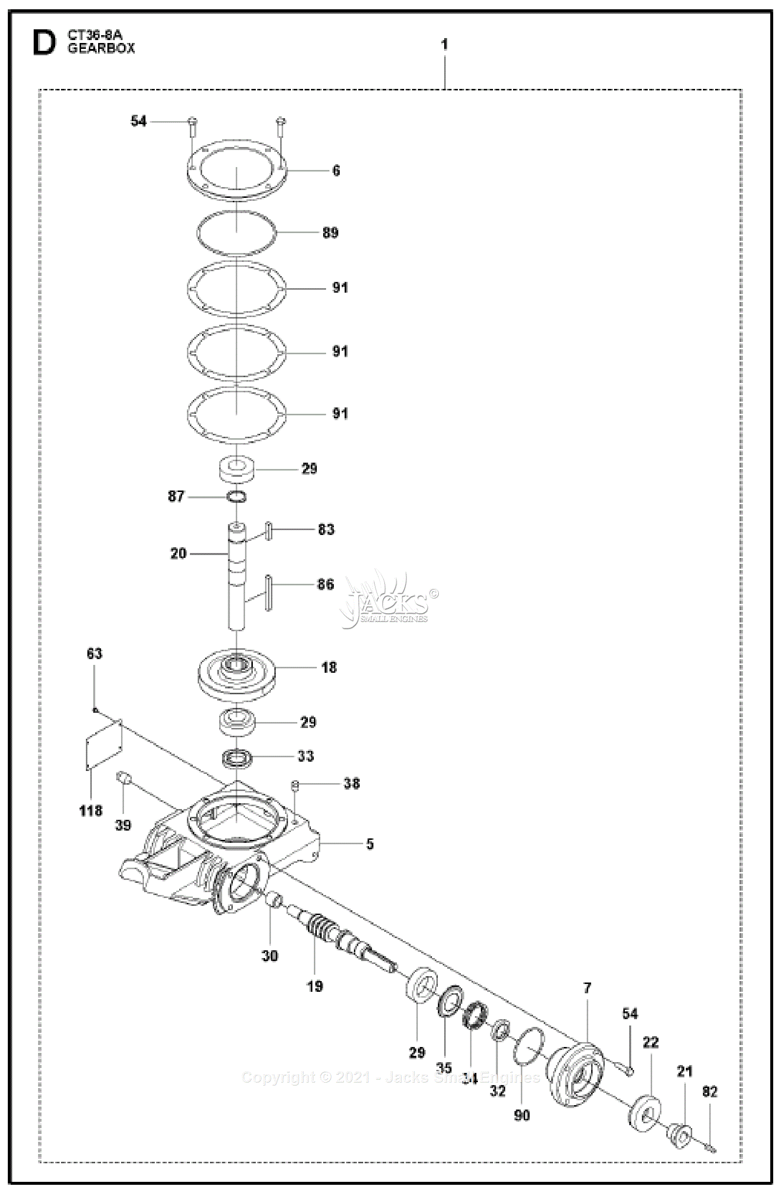 Husqvarna CT 36-8A Parts Diagram for Gearbox