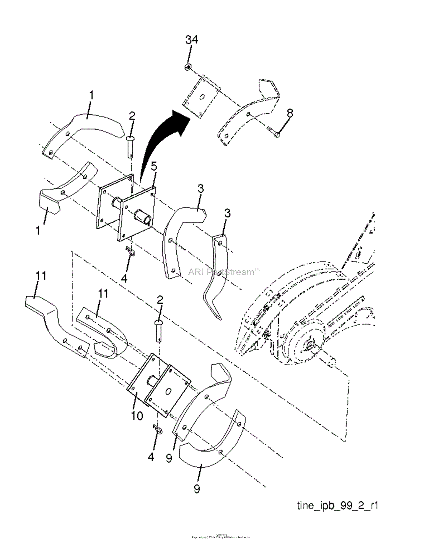 Husqvarna CRT900 - 96093001702 (2011-09) Parts Diagram for TINE ASSEMBLY