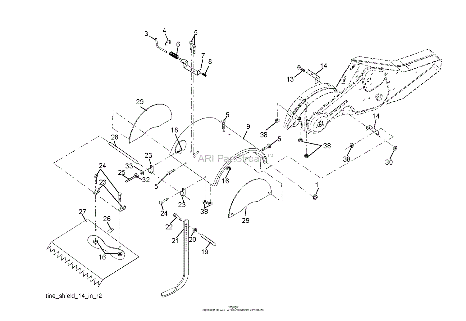 Husqvarna CRT900 - 96093001702 (2011-09) Parts Diagram for TINE SHIELD