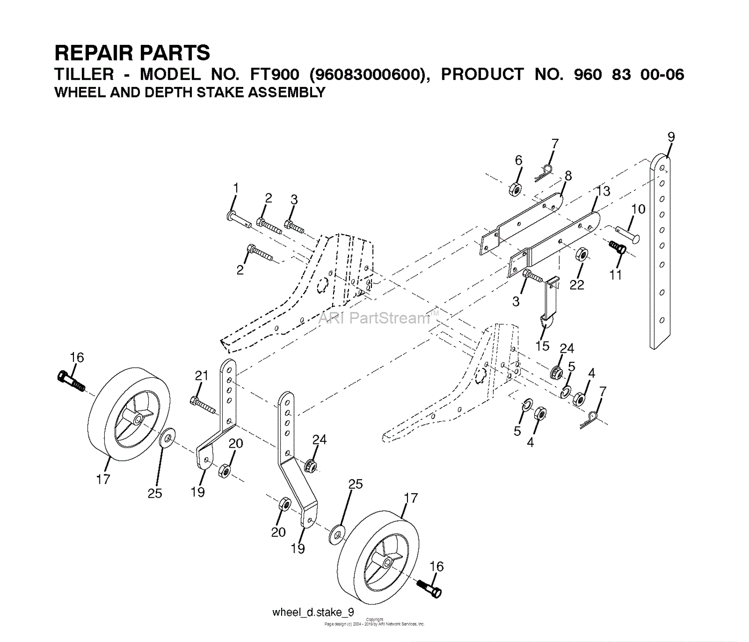 Husqvarna FT900 - 96083000601 (2010-12) Parts Diagram for WHEEL DEPTH