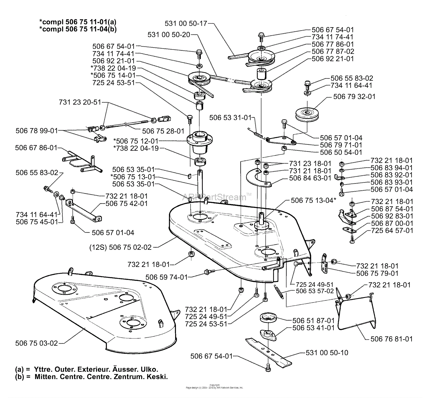 Husqvarna Rider 970 (1997-04) Parts Diagram for Mower Deck