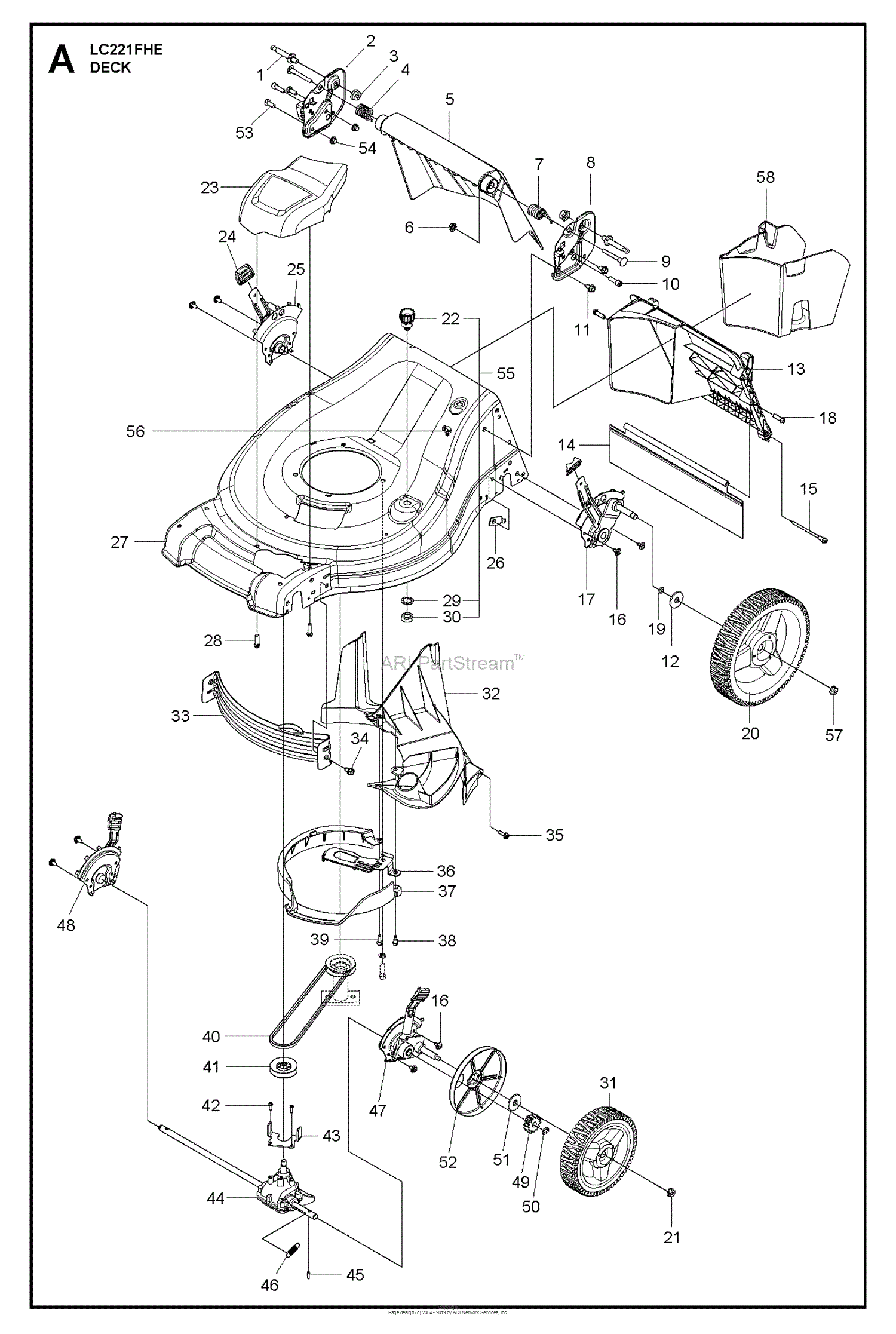 Husqvarna LC221FHE - 96148006200 (2017-10) Parts Diagram for MOWER DECK