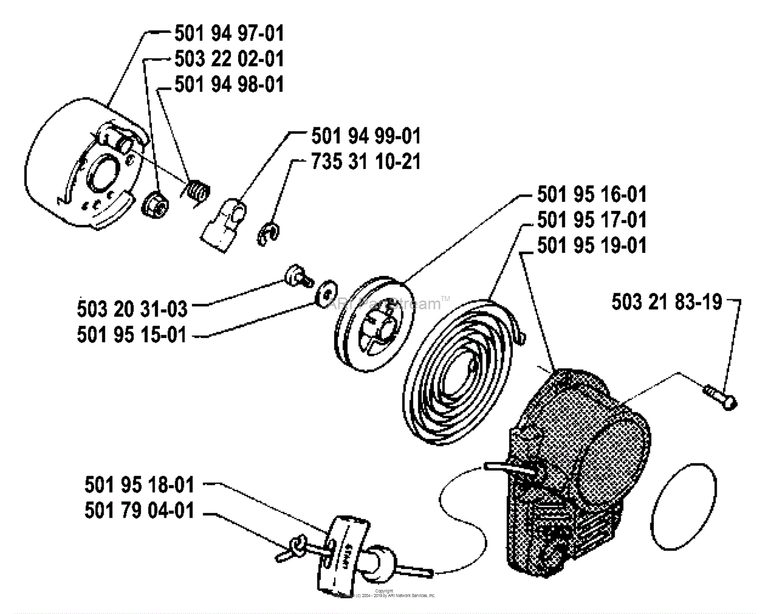 Husqvarna 25 R (1986-10) Parts Diagram for Starter Assembly