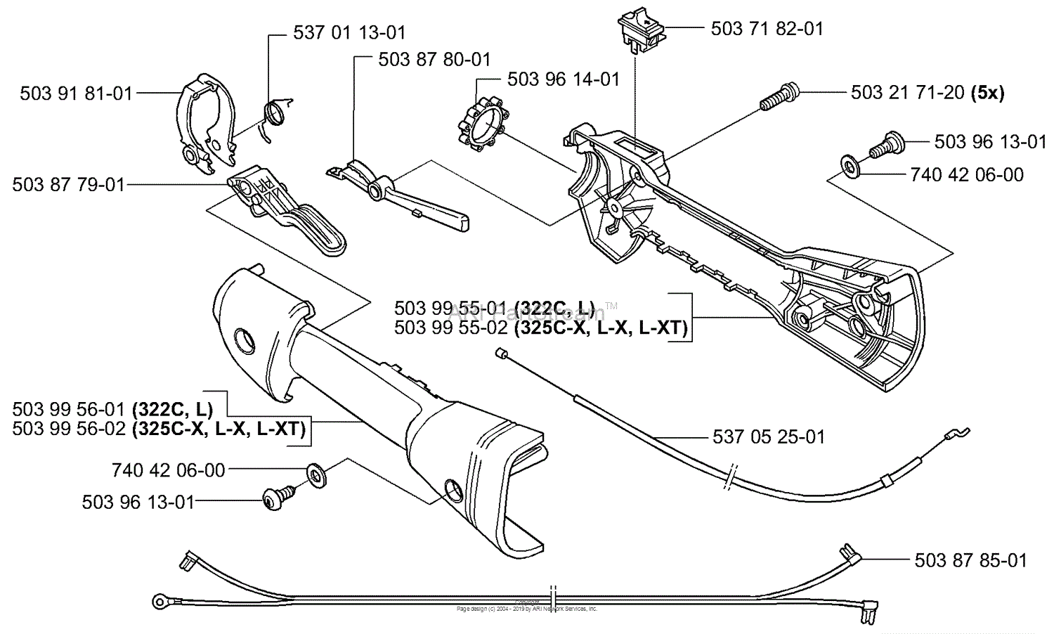 Husqvarna 322 L (2000-04) Parts Diagram for Throttle Trigger