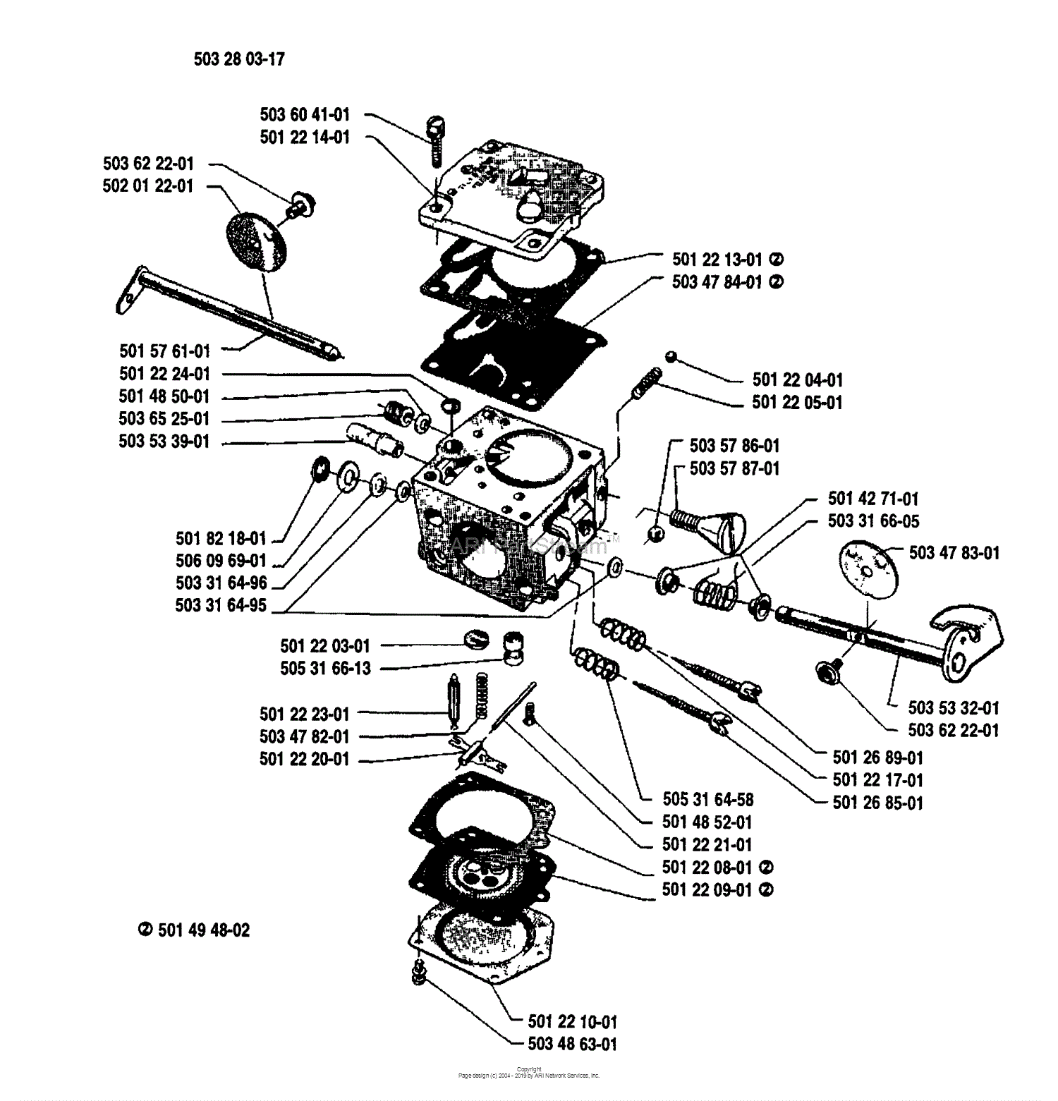 Husqvarna 268 K (1991-09) Parts Diagram for Carburetor Parts