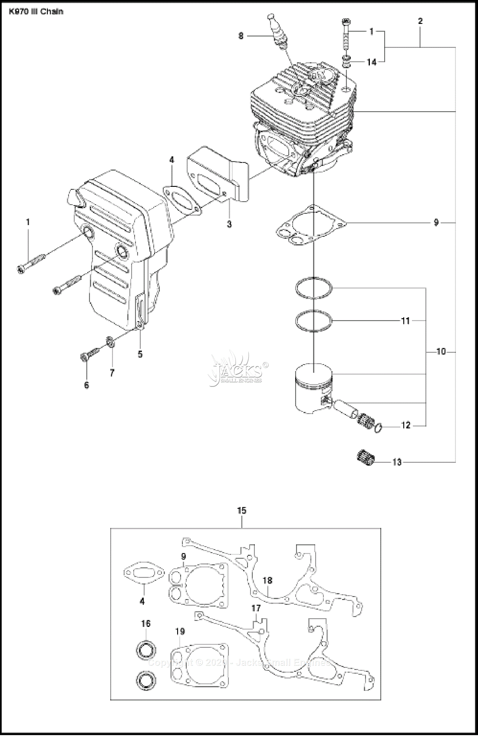 Husqvarna K 970 III Chain (2017-03) Parts Diagram for Cylinder, Piston ...