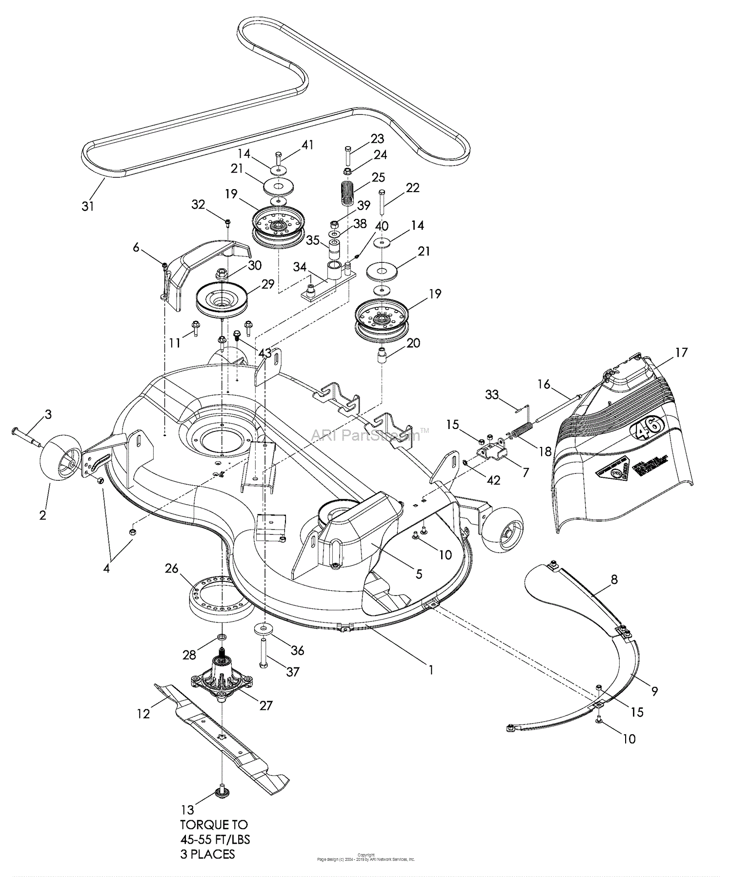 Husqvarna 46 inch mower deck outlet parts