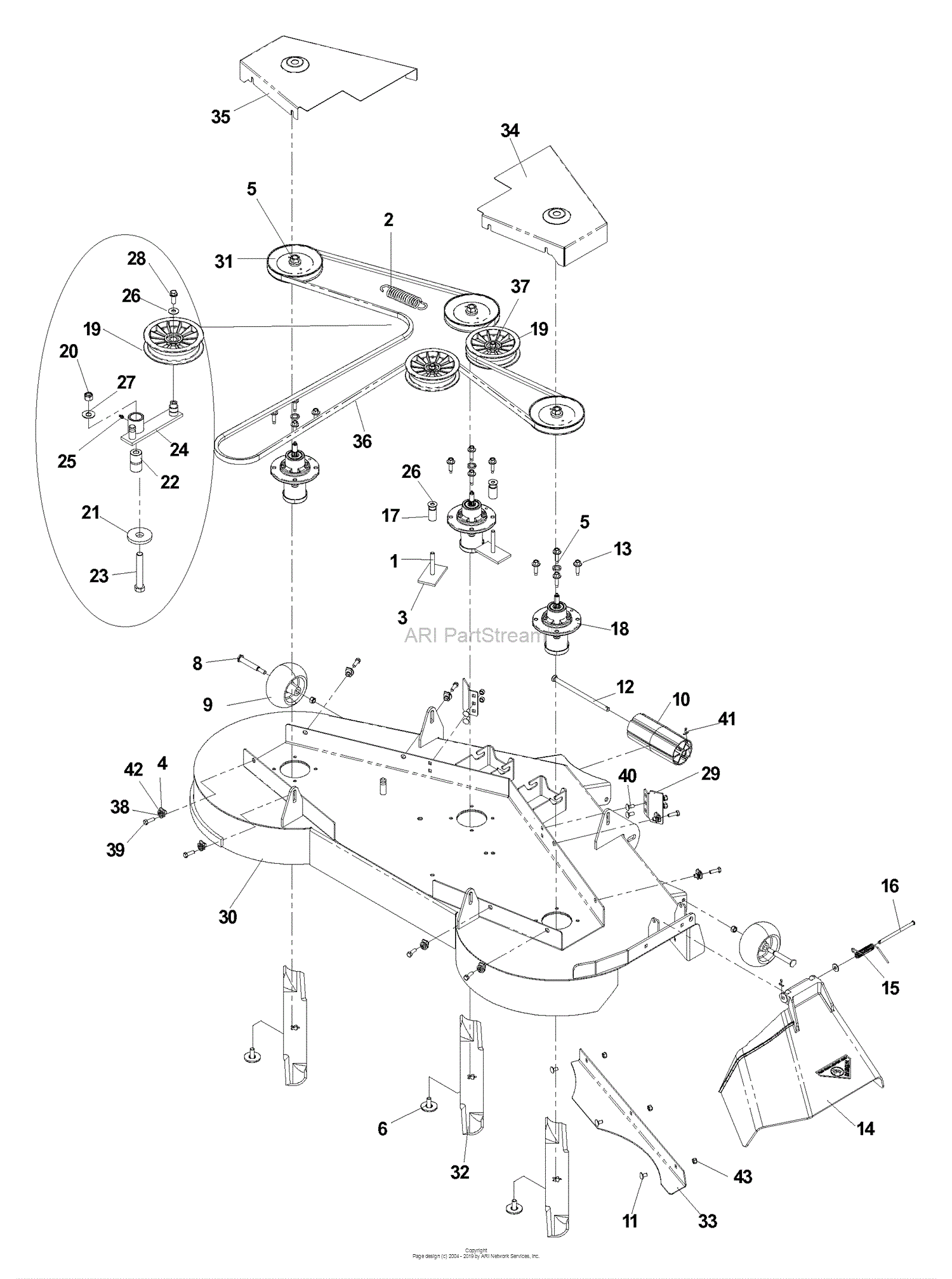 Husqvarna EZ 6124 KOA (968999505) (2006-06) Parts Diagram for Deck ...