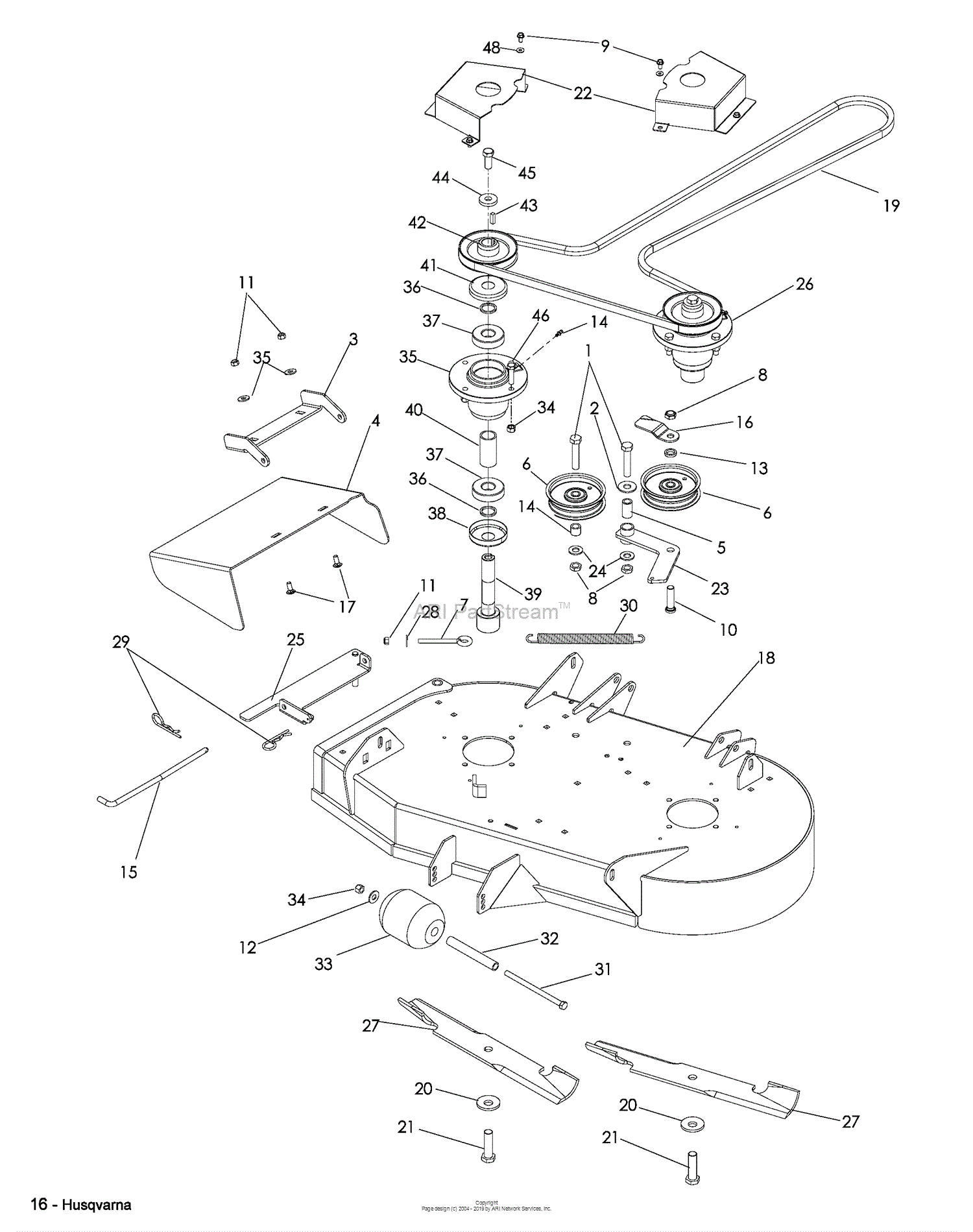 Husqvarna EZF 3417 (965879301) (2008-09) Parts Diagram for 34 Inch Deck