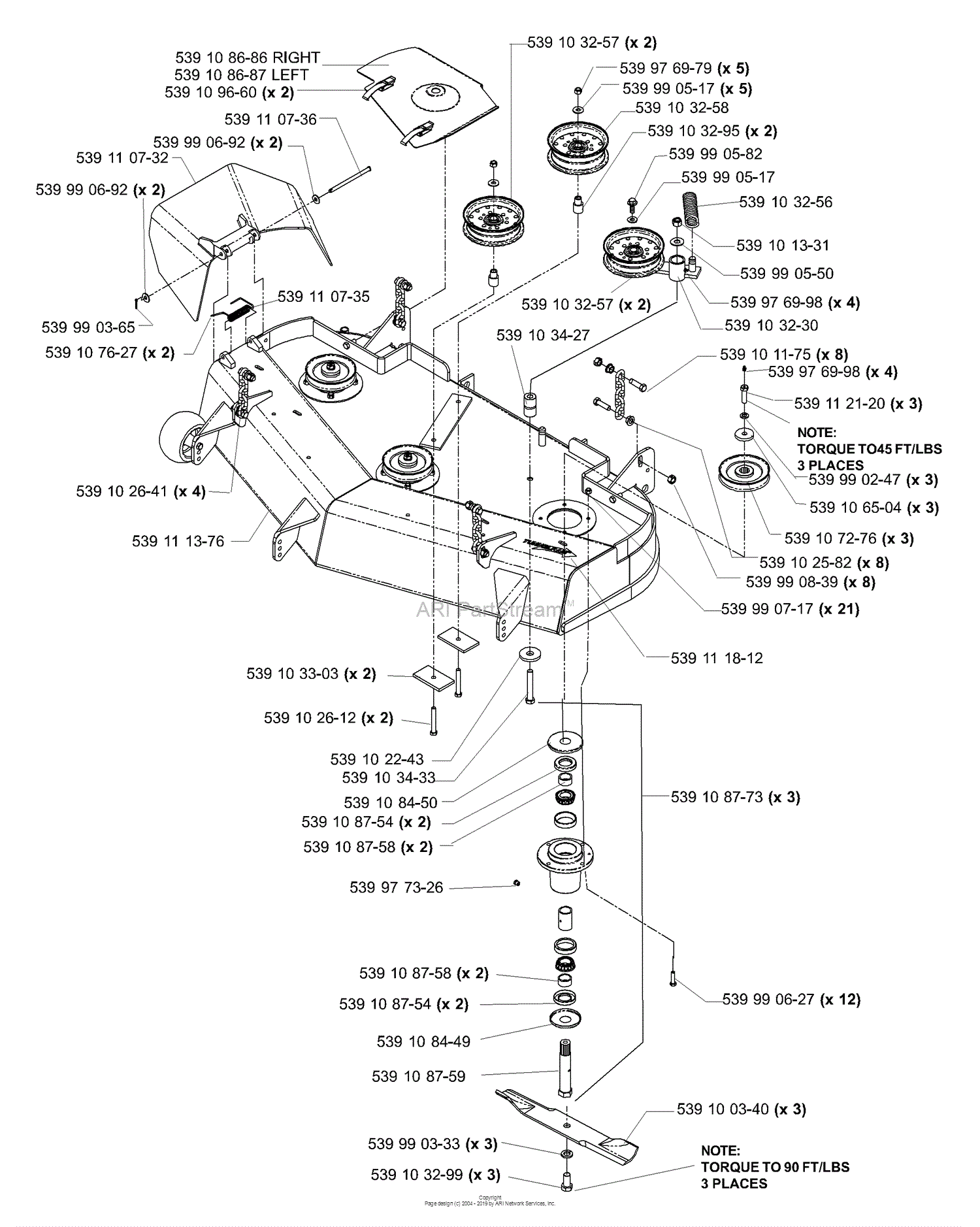 Husqvarna Iz 4819 Tskaa (2006-02) Parts Diagram For Deck Assembly 48 