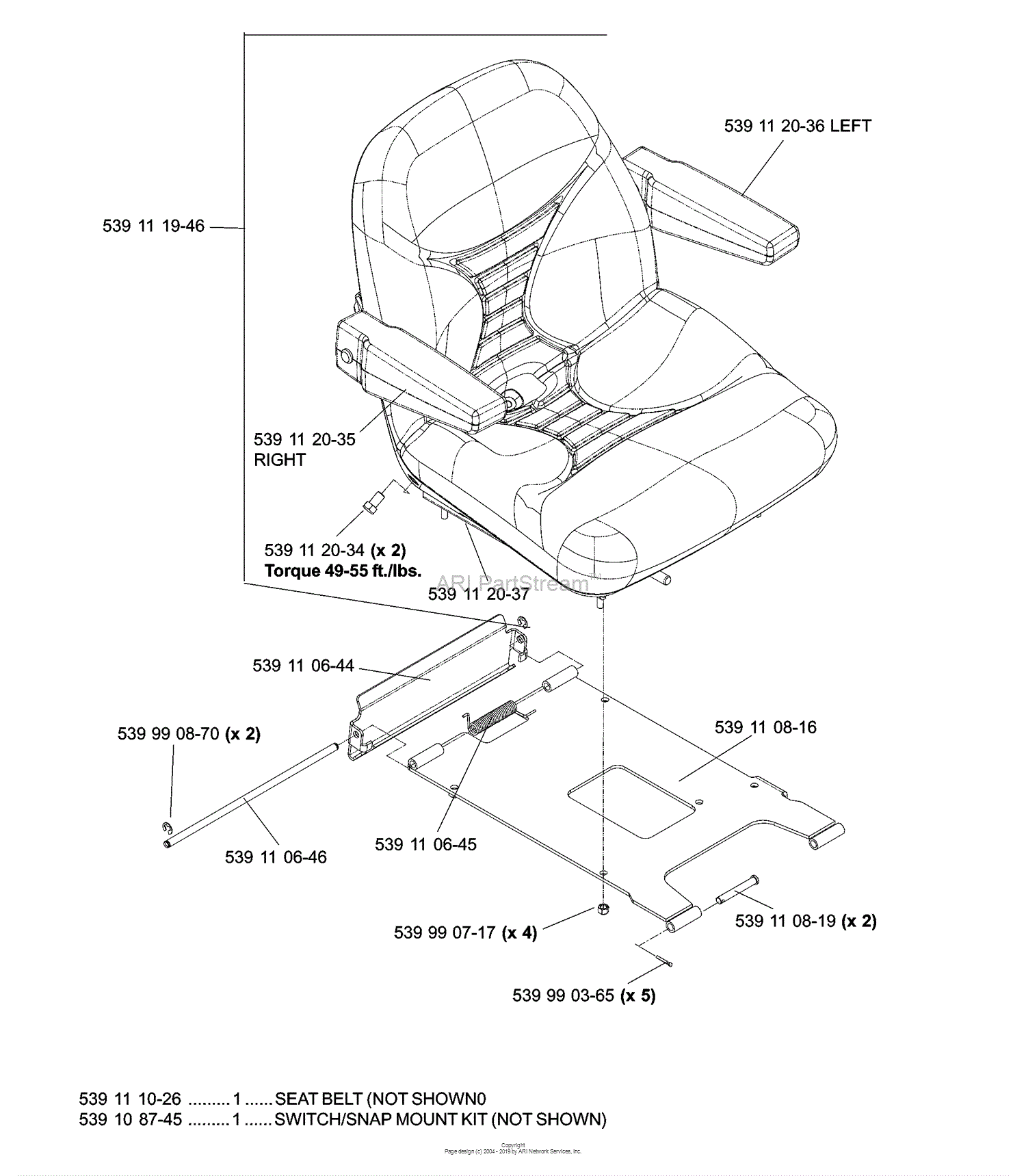 Husqvarna iZ 5223 TSKAA (968999257) (2005-08) Parts Diagram for Seat  Assembly