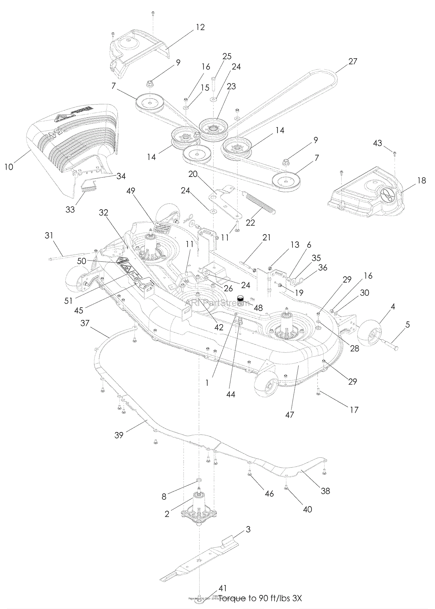 Husqvarna RZ 5424 (965881301) (2009-01) Parts Diagram for 54" Deck