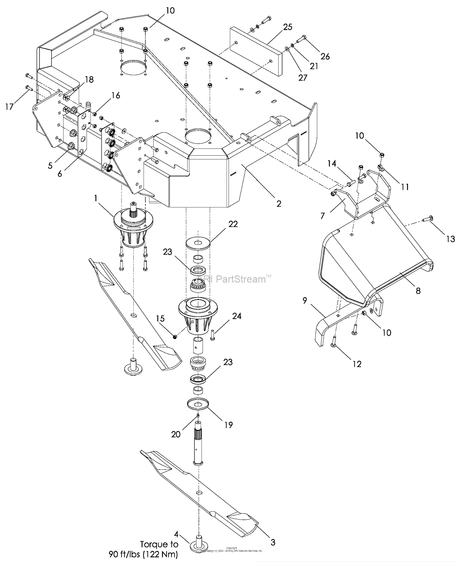 Husqvarna WH 4817 (966947002) (2008-10) Parts Diagram for Lower Deck